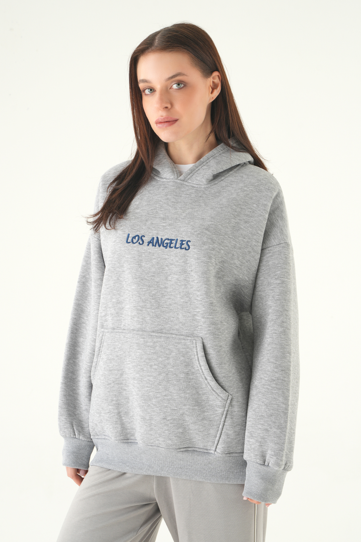 Los Angeles Baskılı Sweat 1042 Gri - RAYS