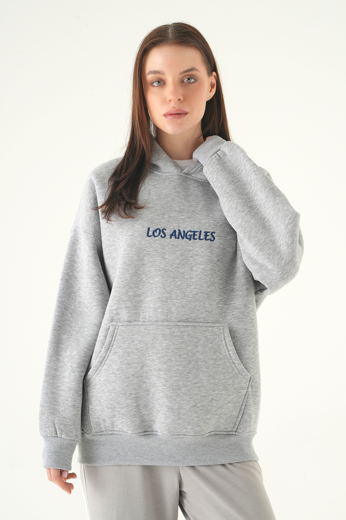 Los Angeles Baskılı Sweat 1042 Gri - RAYS (1)