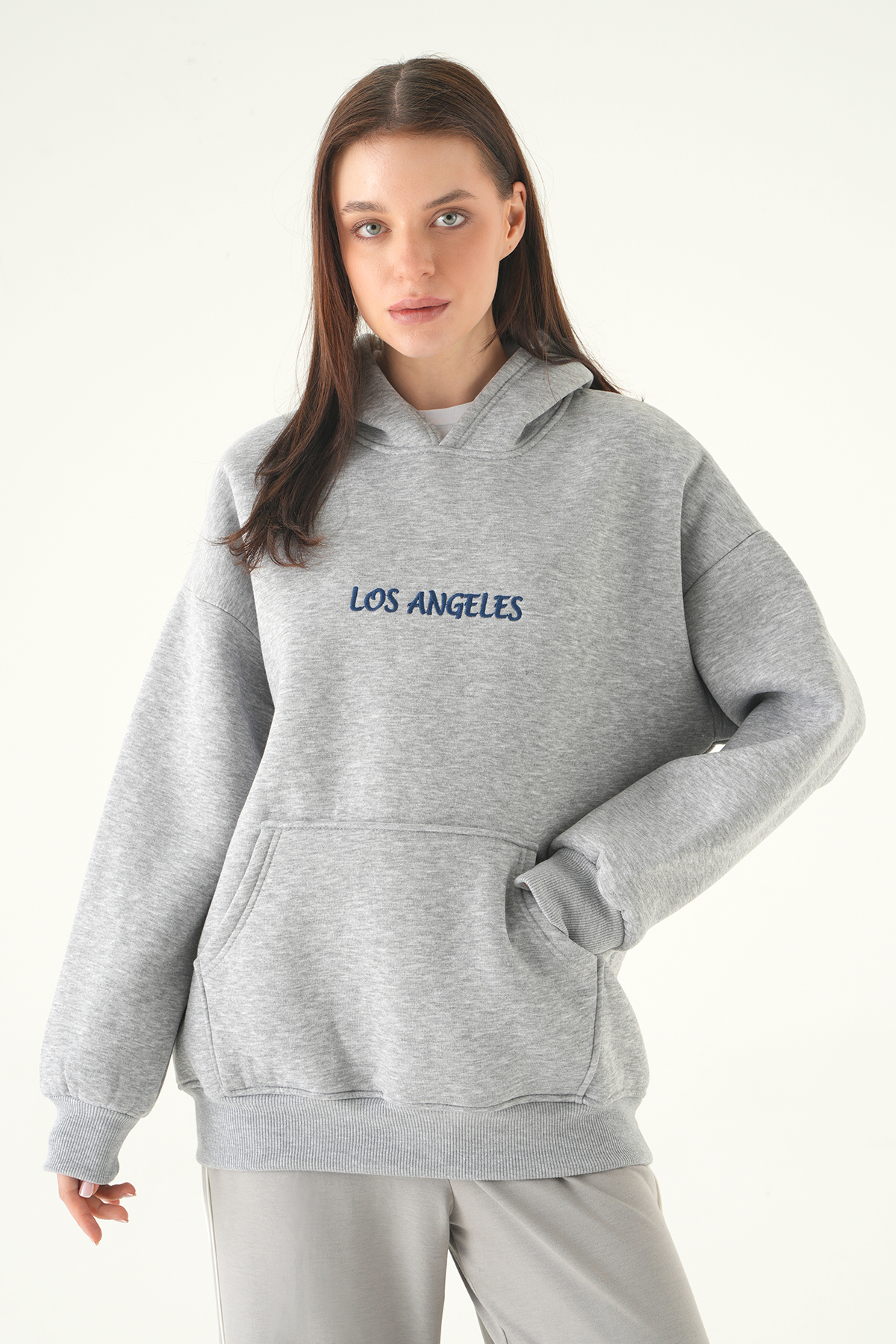Gri Los Angeles Baskılı Sweat 1042 - 6