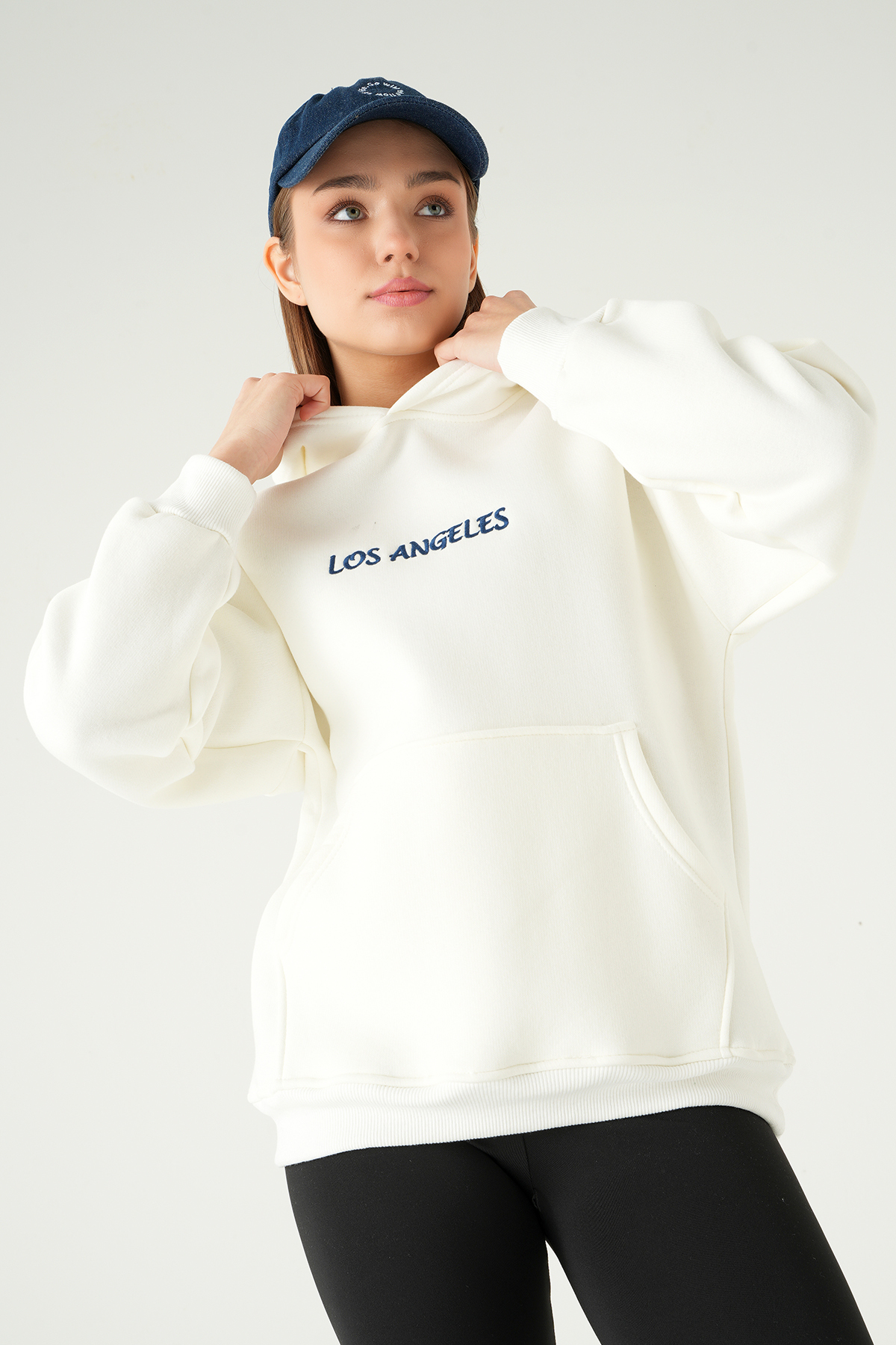 Los Angeles Baskılı Sweat 1042 Krem - RAYS (1)