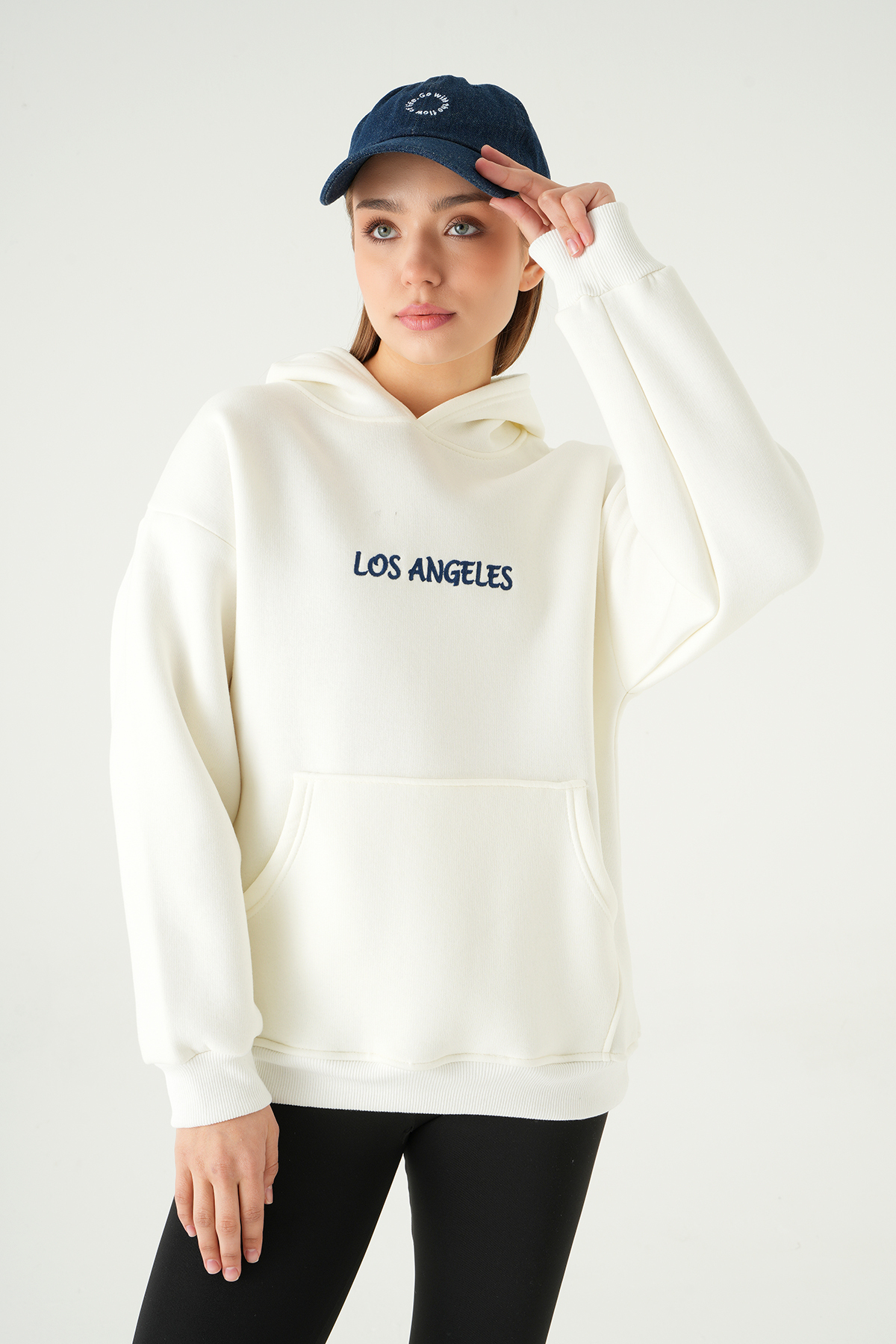 Krem Los Angeles Baskılı Sweat 1042 - 1