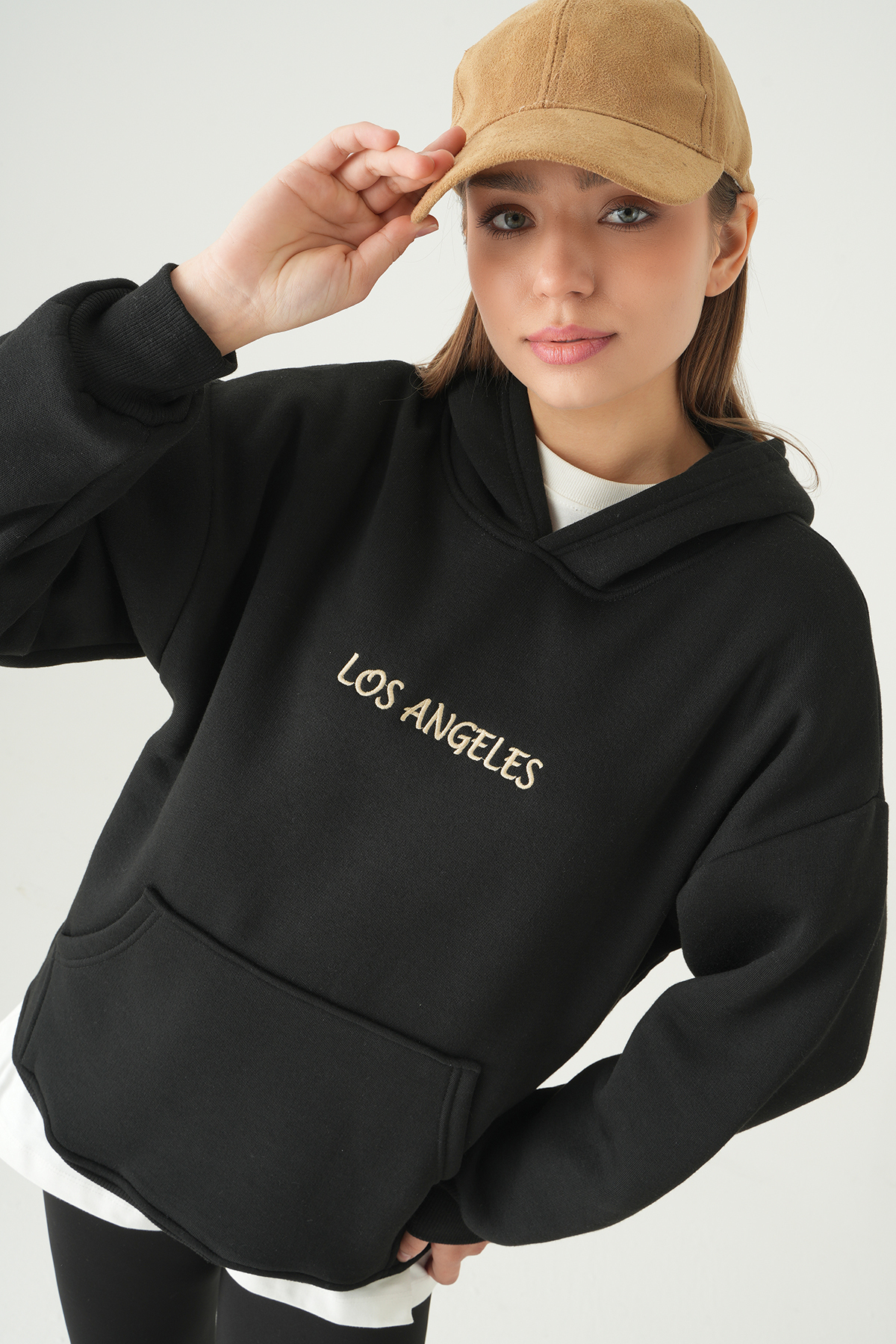 Los Angeles Baskılı Sweat 1042 Siyah - 6