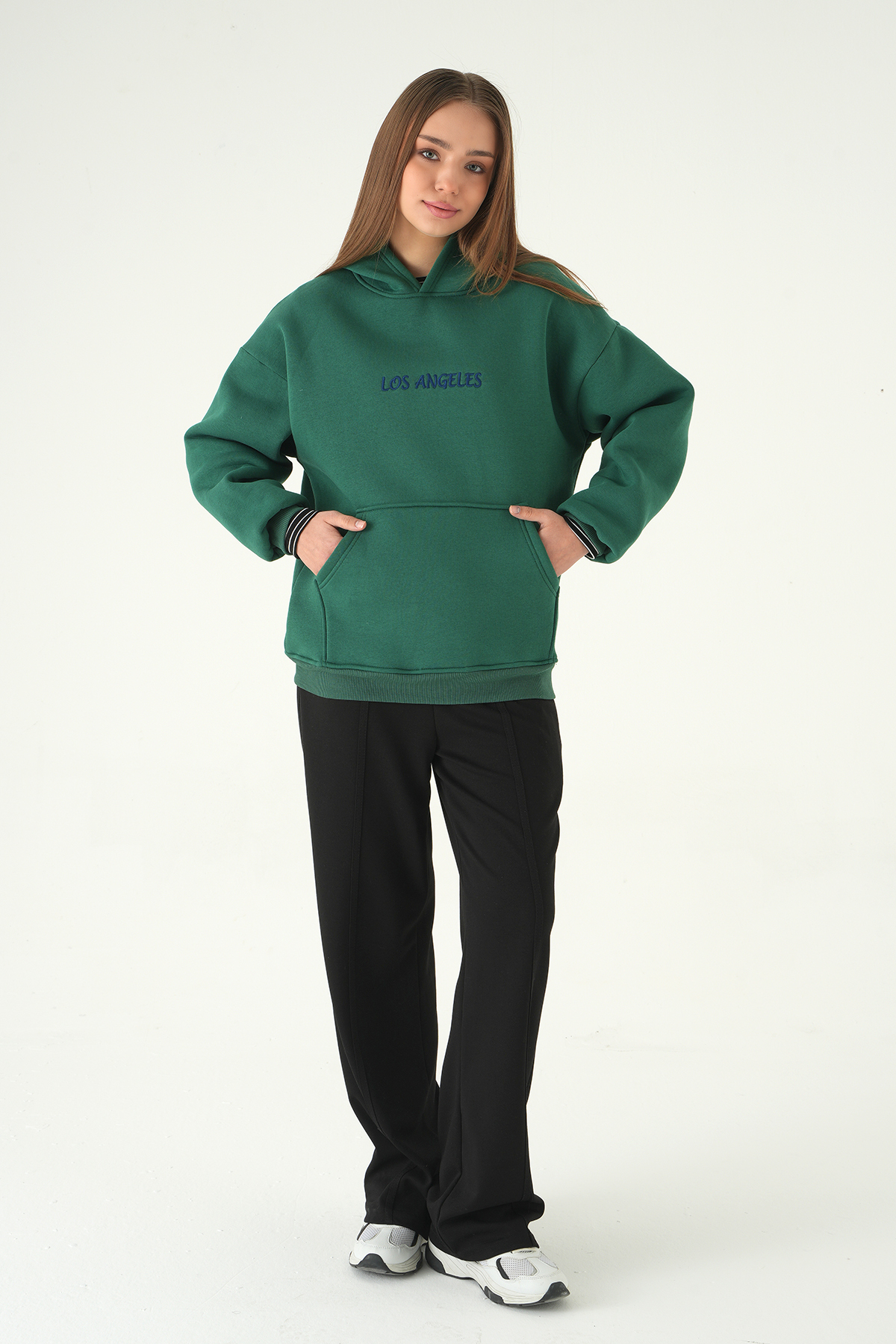 Yeşil Los Angeles Baskılı Sweat 1042 - 7
