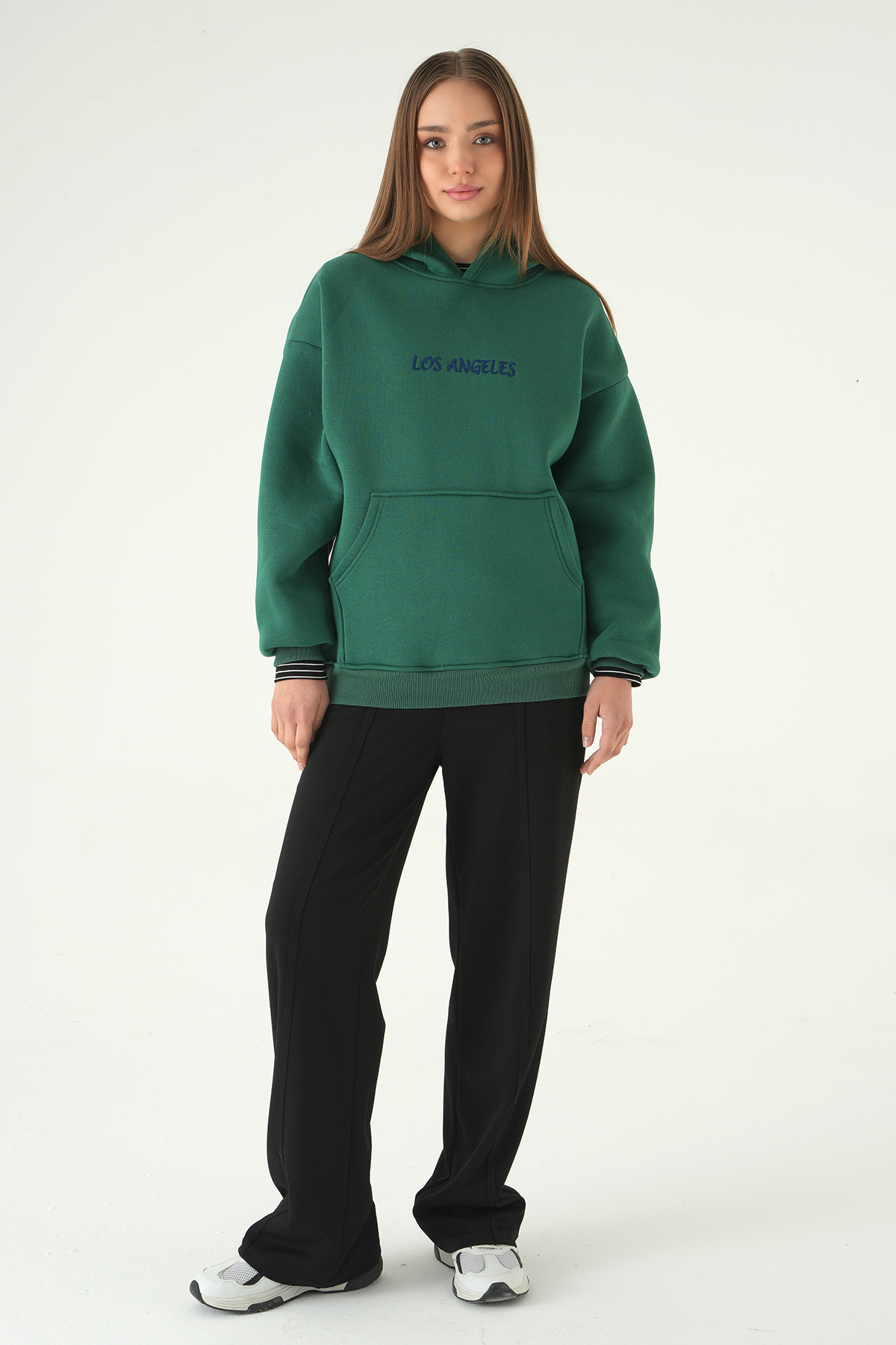 Yeşil Los Angeles Baskılı Sweat 1042 - 3