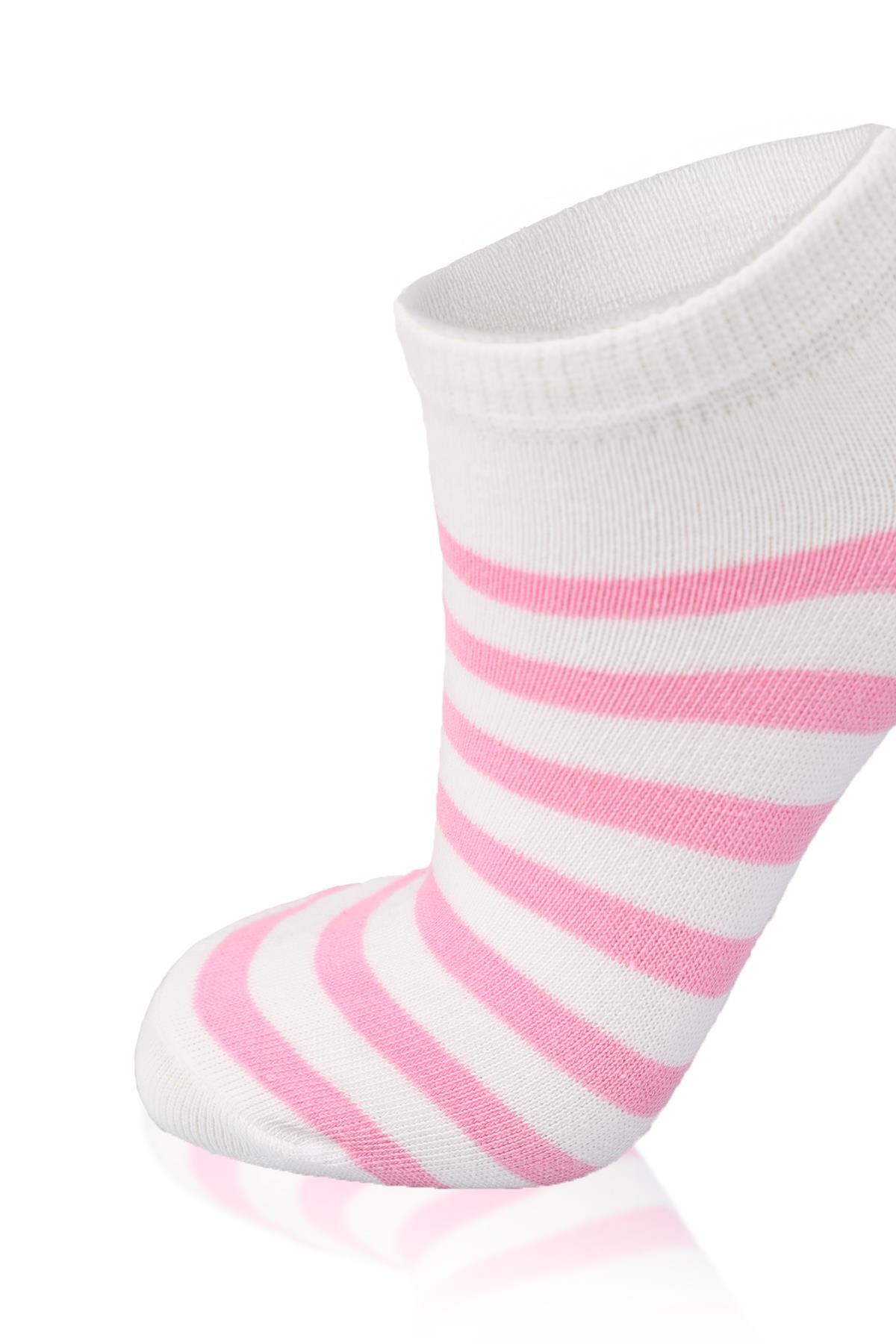 1050 Çizgili 3'lü Çorap Pembe-Mavi-Lila - RAYS