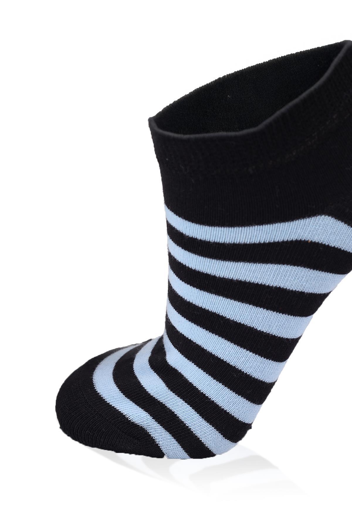 1050 Çizgili 3'lü Çorap Pembe-Mavi-Lila - RAYS