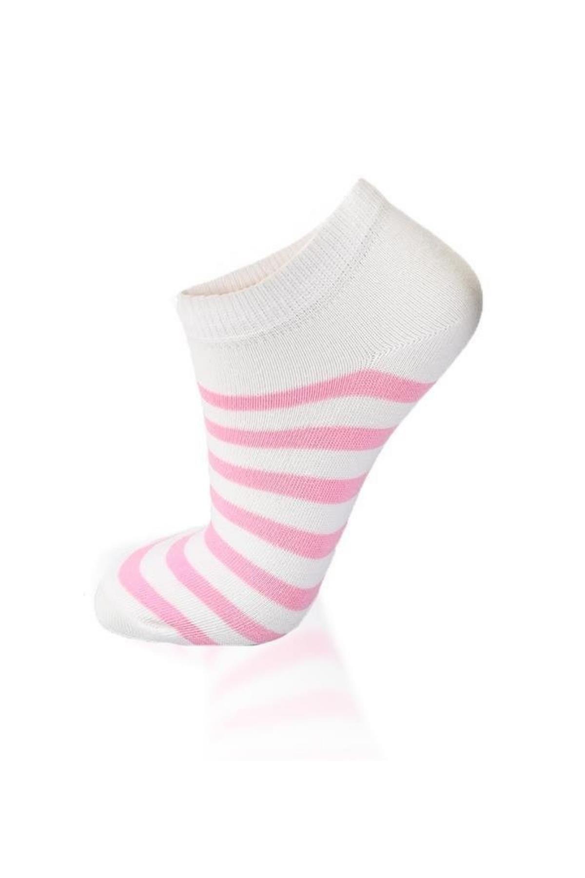 Çizgili 3'lü Çorap 1050 Pembe-Mavi-Lila - RAYS