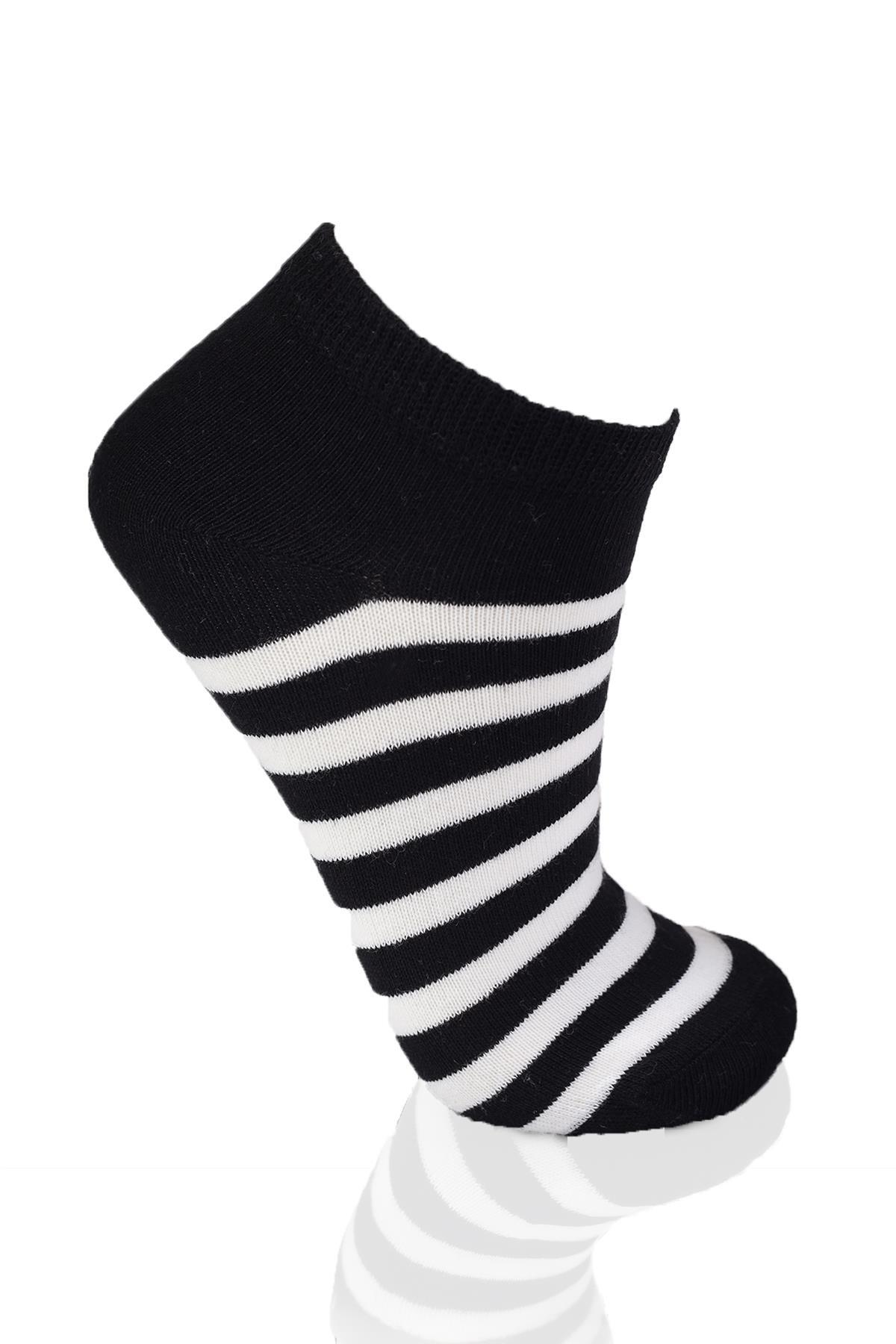 1050 Çizgili 3'lü Çorap Saks-Turkuaz-Siyah - RAYS