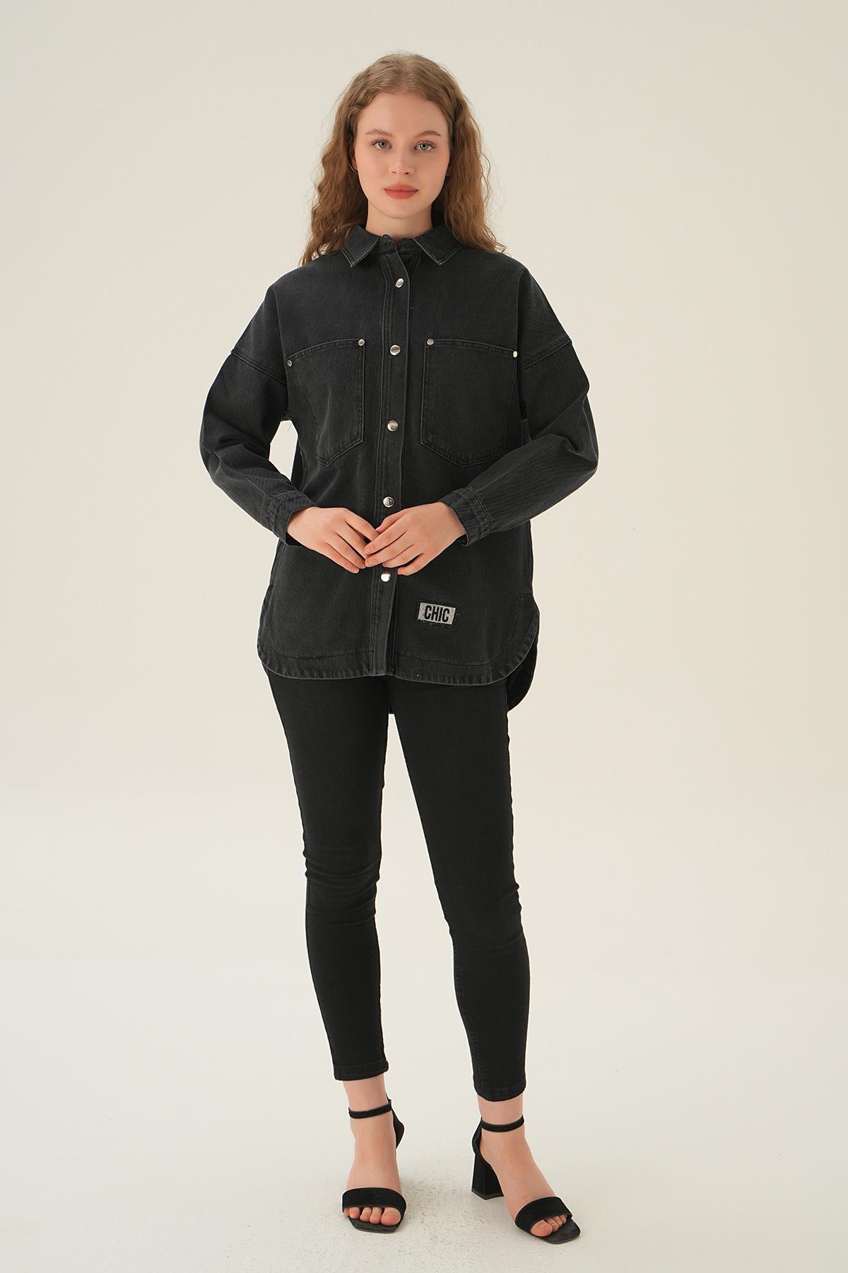 1051-1 Kot Gömlek Siyah - 1