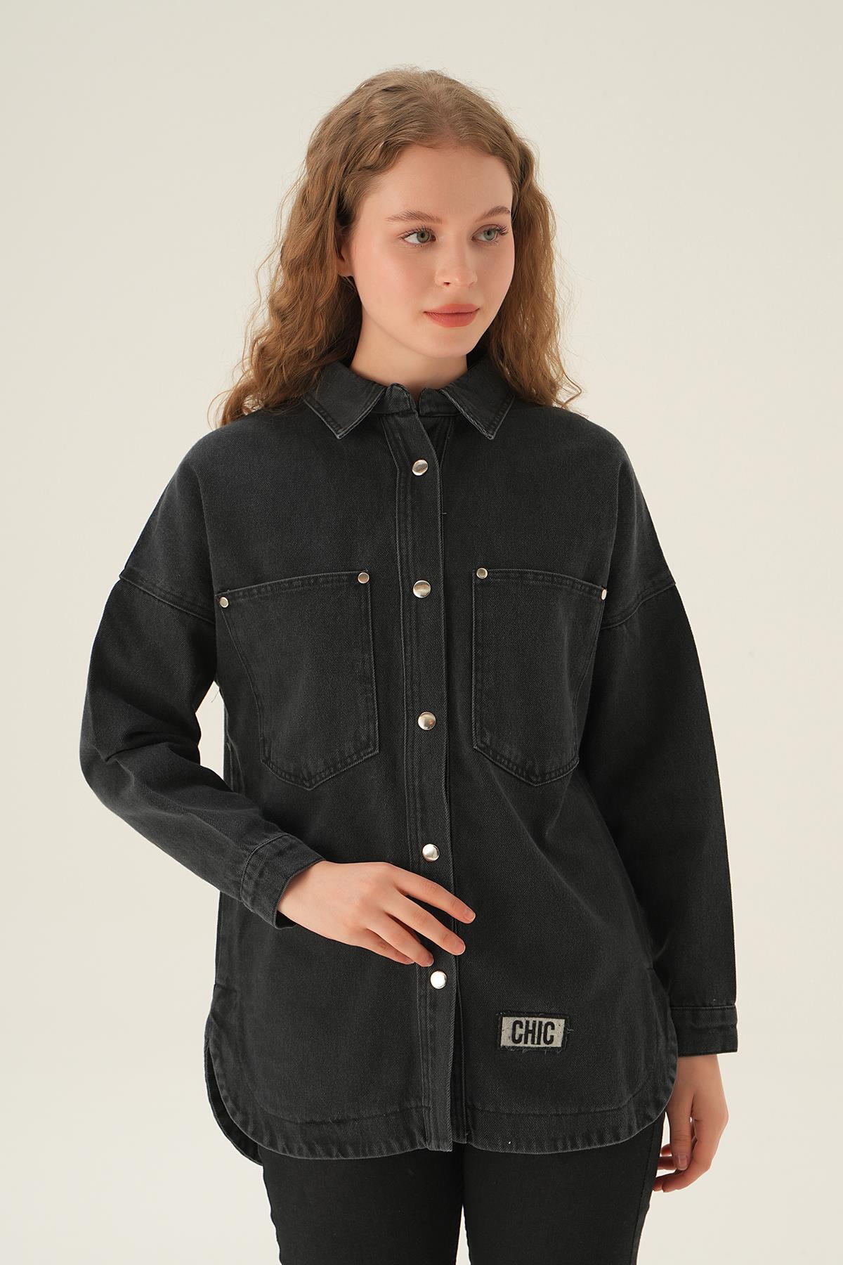 1051-1 Kot Gömlek Siyah - 2