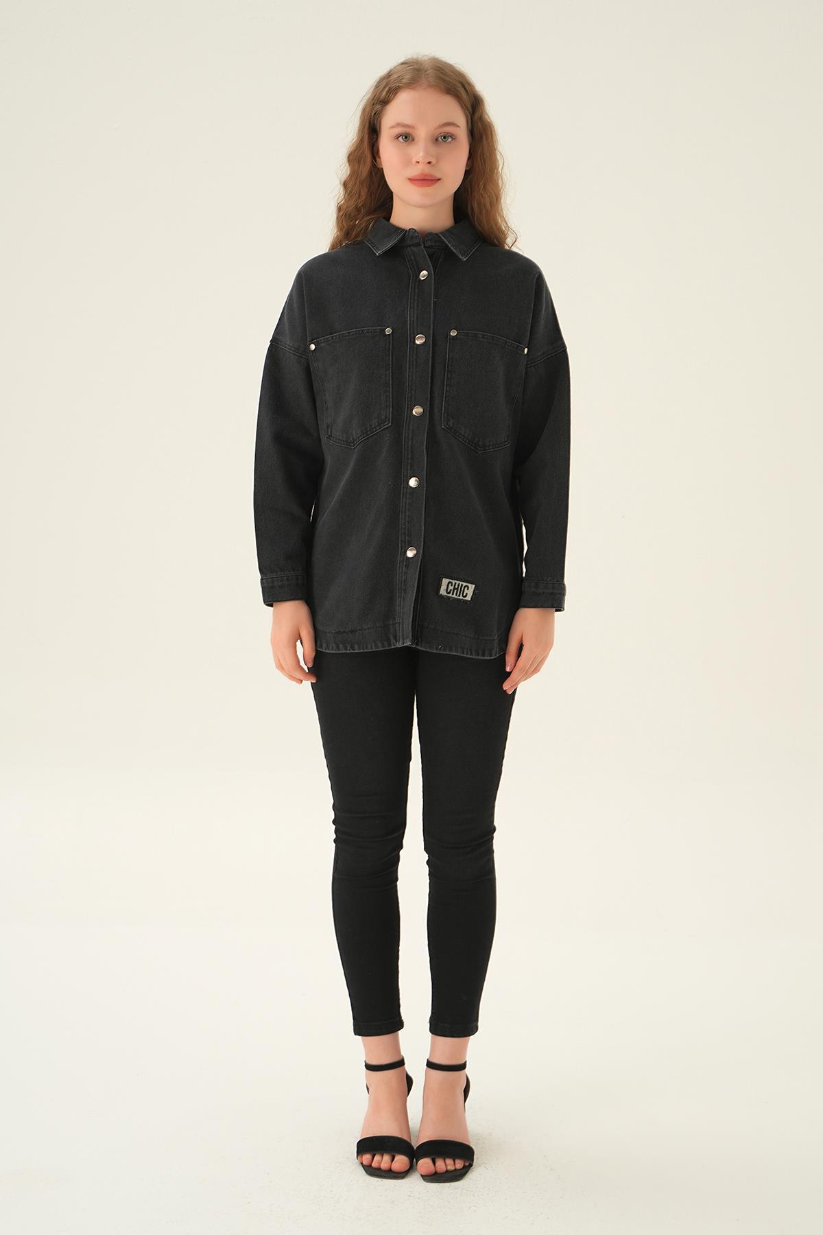 1051-1 Kot Gömlek Siyah - 6