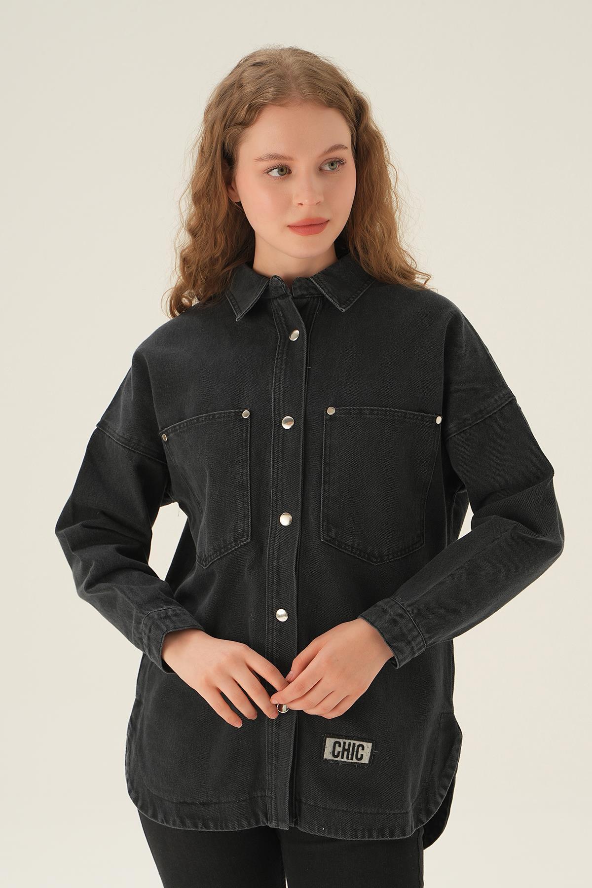 Siyah Kot Gömlek 1050-1 - 3