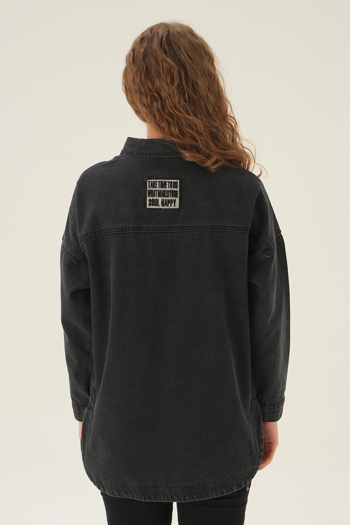 Siyah Kot Gömlek 1050-1 - 4