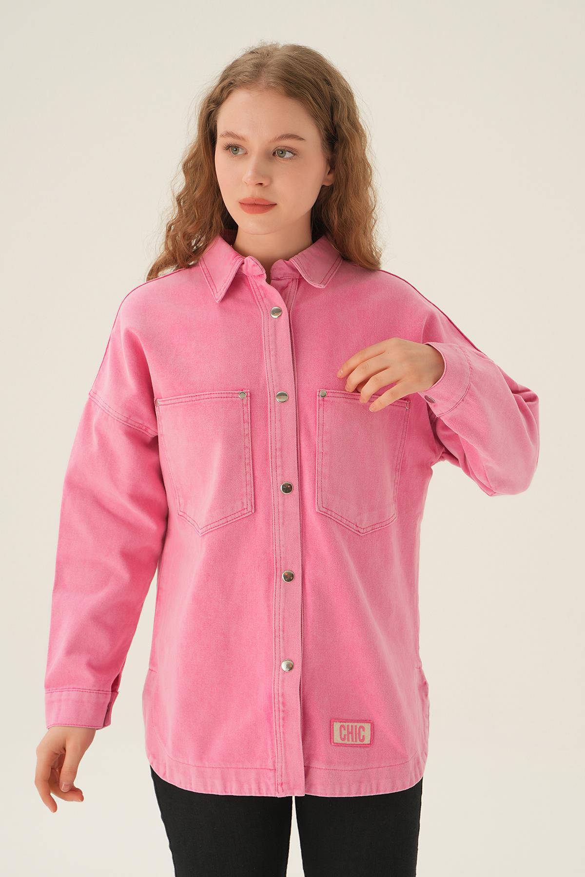 Fuşya Armalı Gabardin Gömlek 1051 - 2