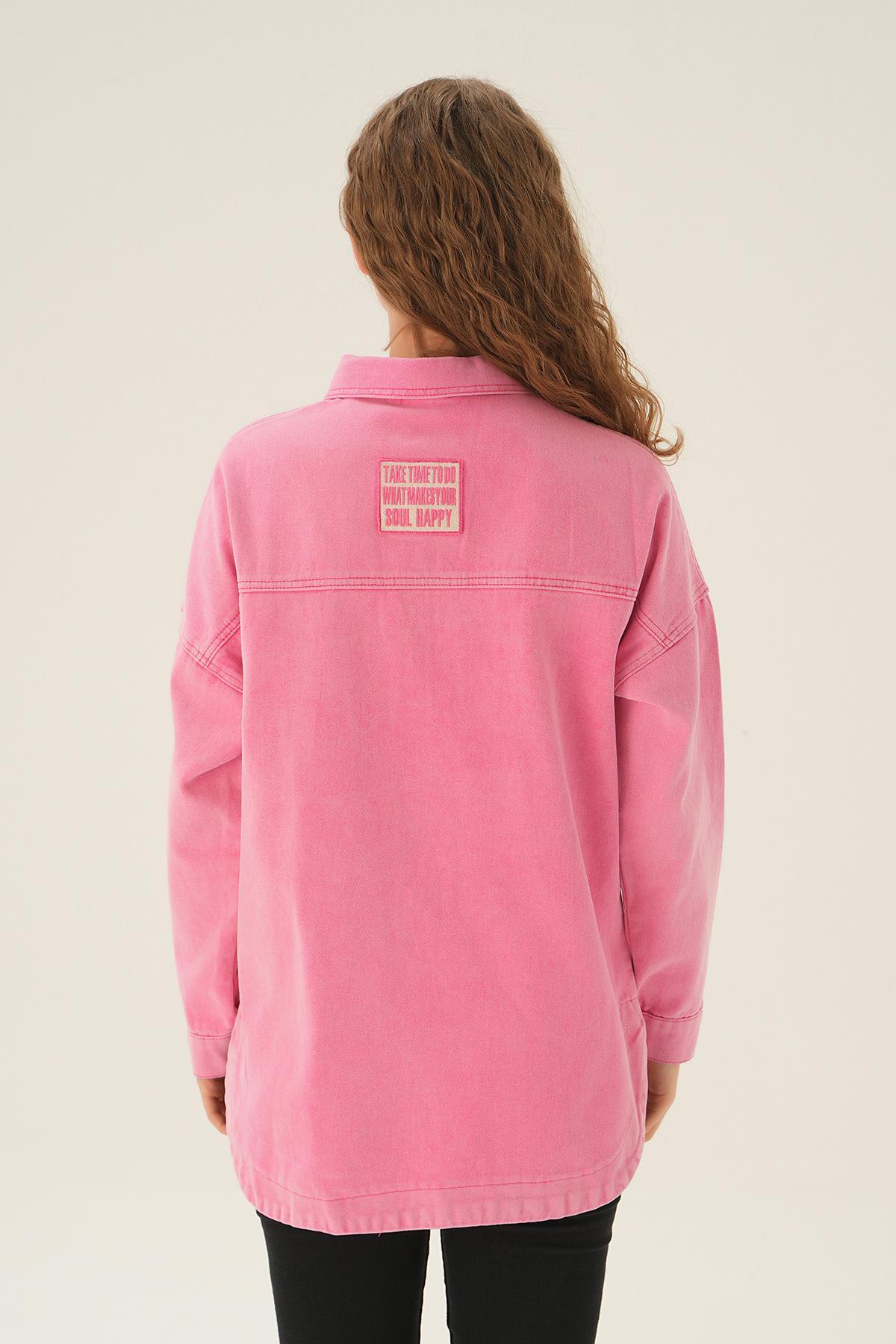 Fuşya Armalı Gabardin Gömlek 1051 - 4