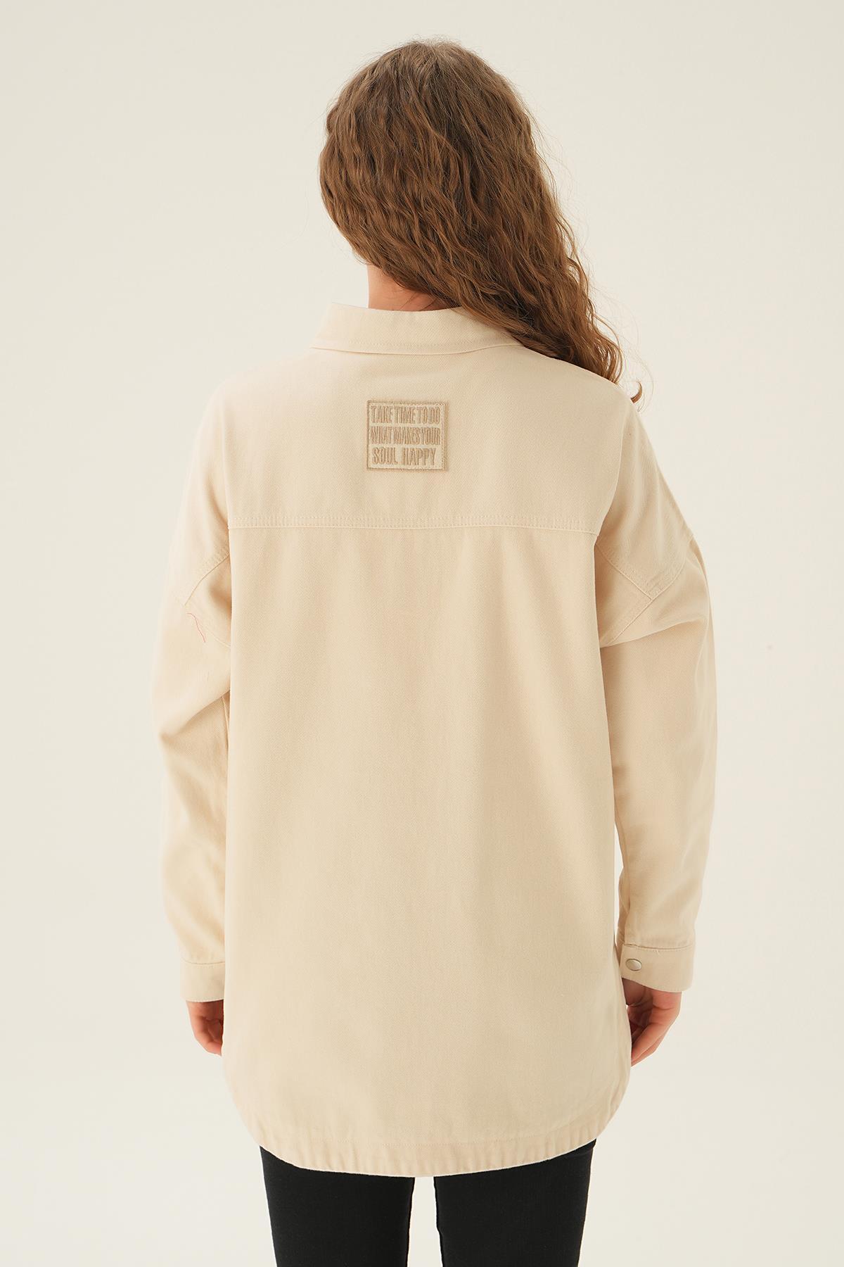 Bej Cepli Gabardin Gömlek 1052 - 4