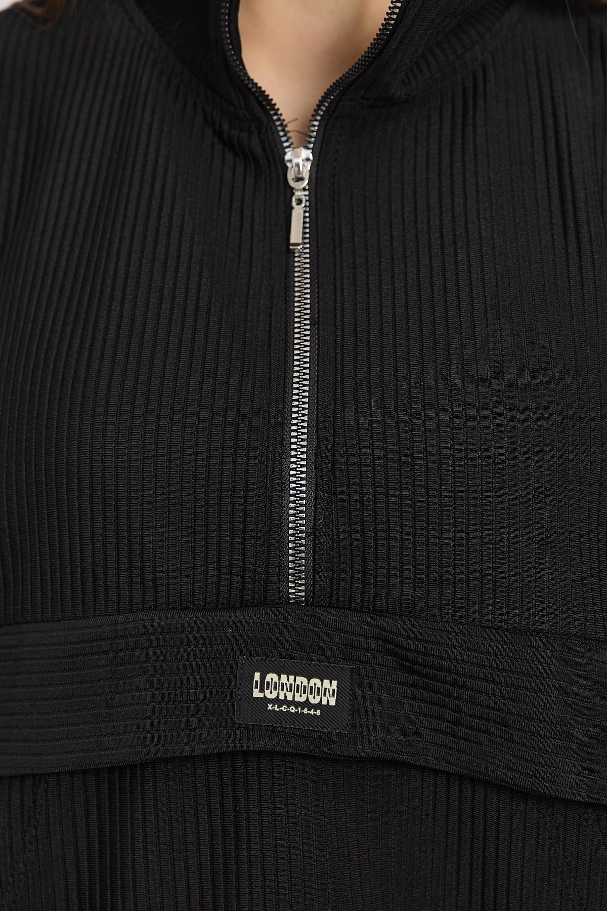 Siyah Kanguru Cep Detay Sweat 1052 - 4