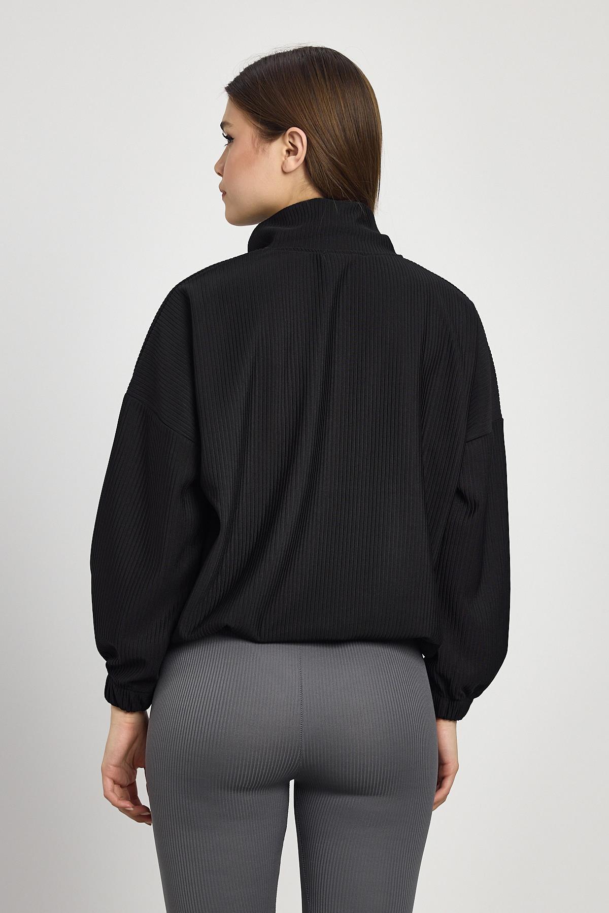 Siyah Kanguru Cep Detay Sweat 1052 - 5