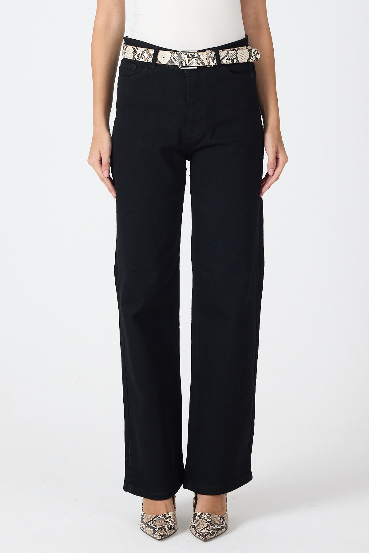 Siyah Yüksek Bel Bol Paça Kadın Jean 807 - RAYS