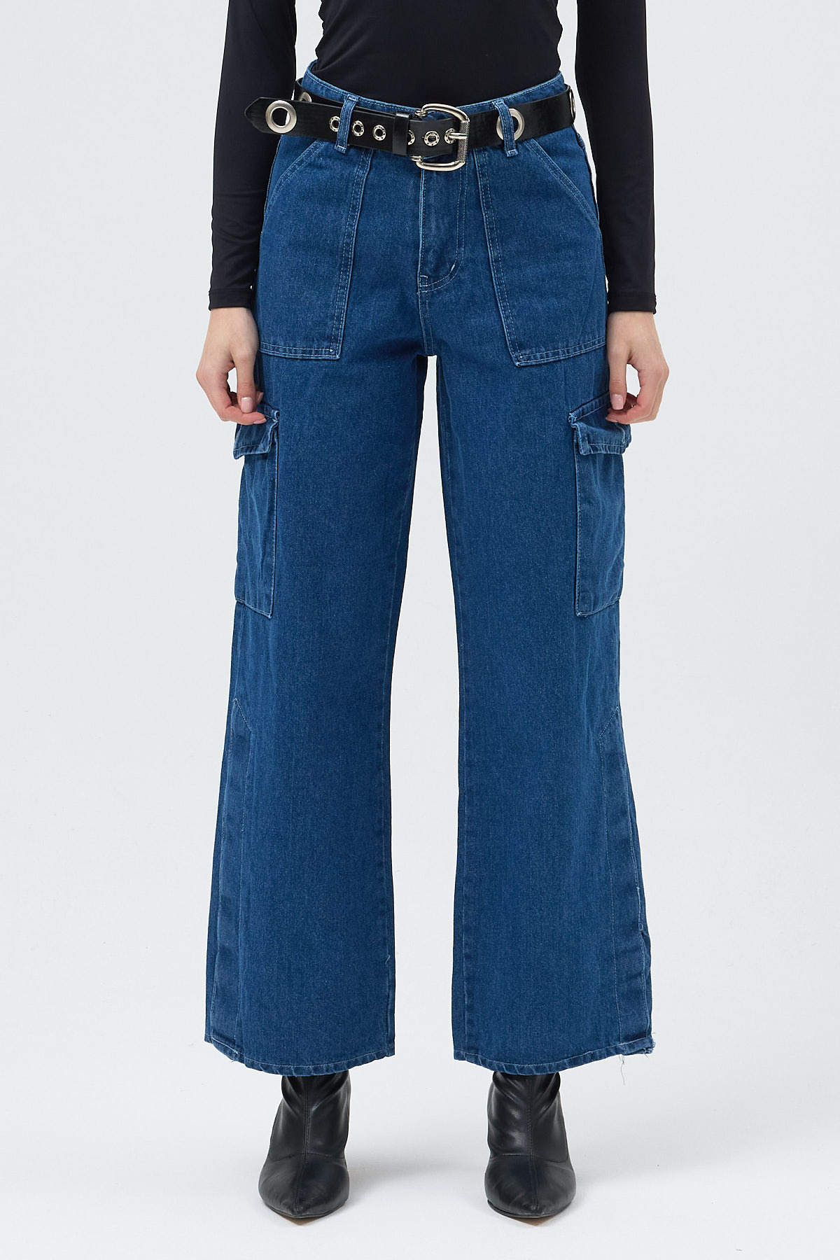 Mavi Kadın Yüksek Bel Jean Kargo Pantolon 1053 - 2