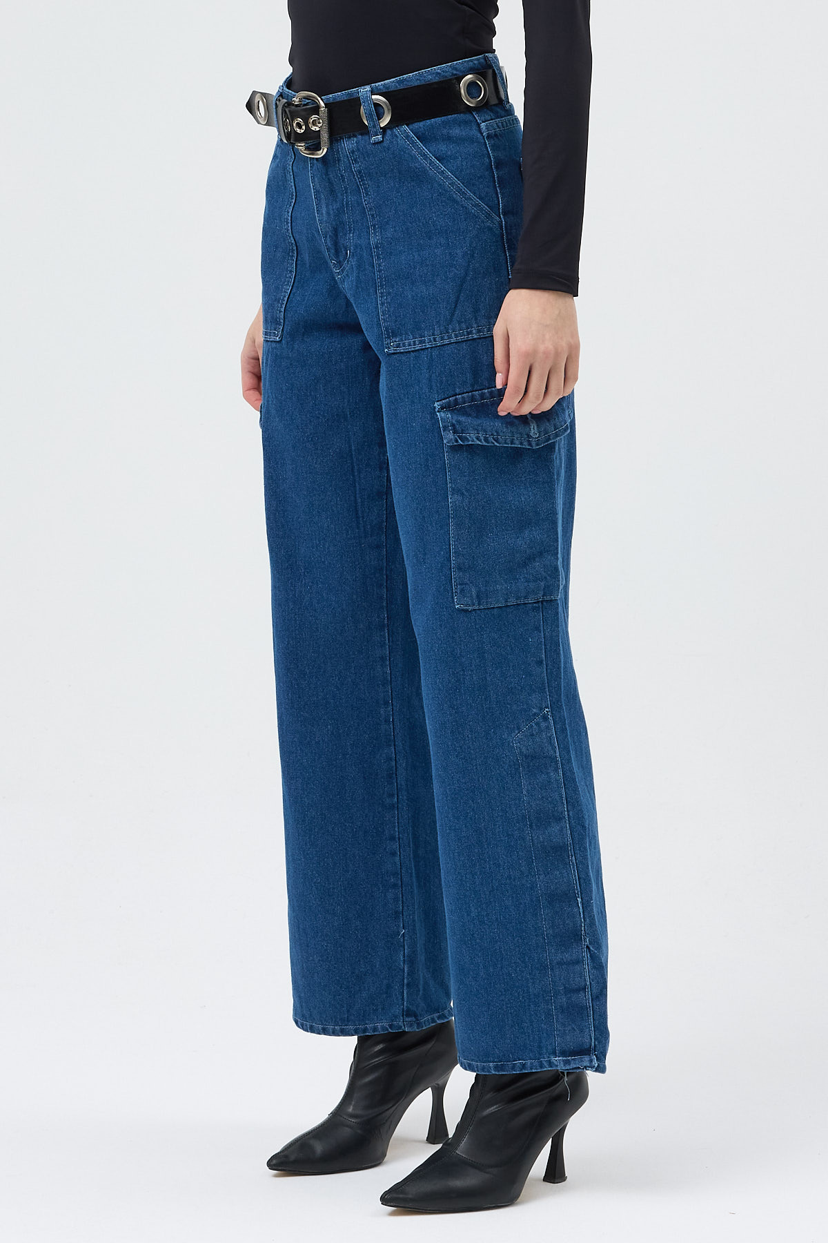 Mavi Kadın Yüksek Bel Jean Kargo Pantolon 1053 - 3