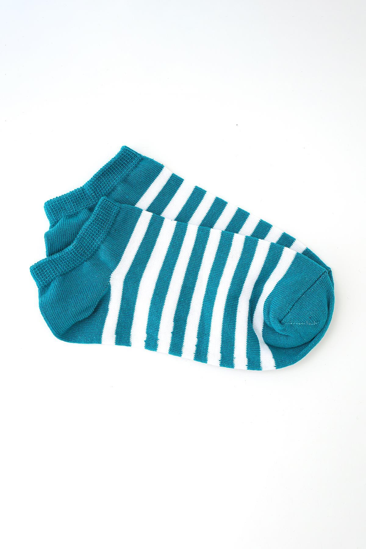 1053 Çizgili 3'lü Çorap Renkli - 2