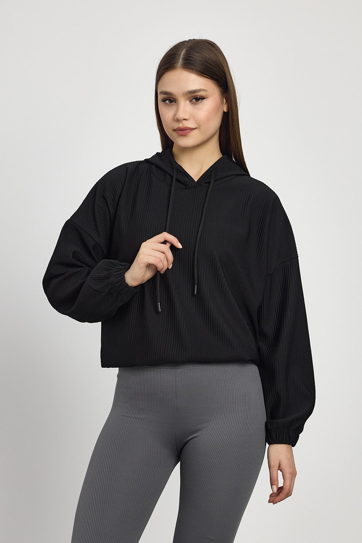 Bel Bağcık Detay Sweat 1054 Siyah - RAYS