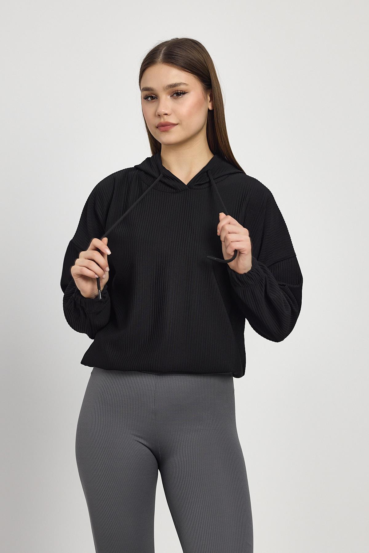 Bel Bağcık Detay Sweat 1054 Siyah - 7