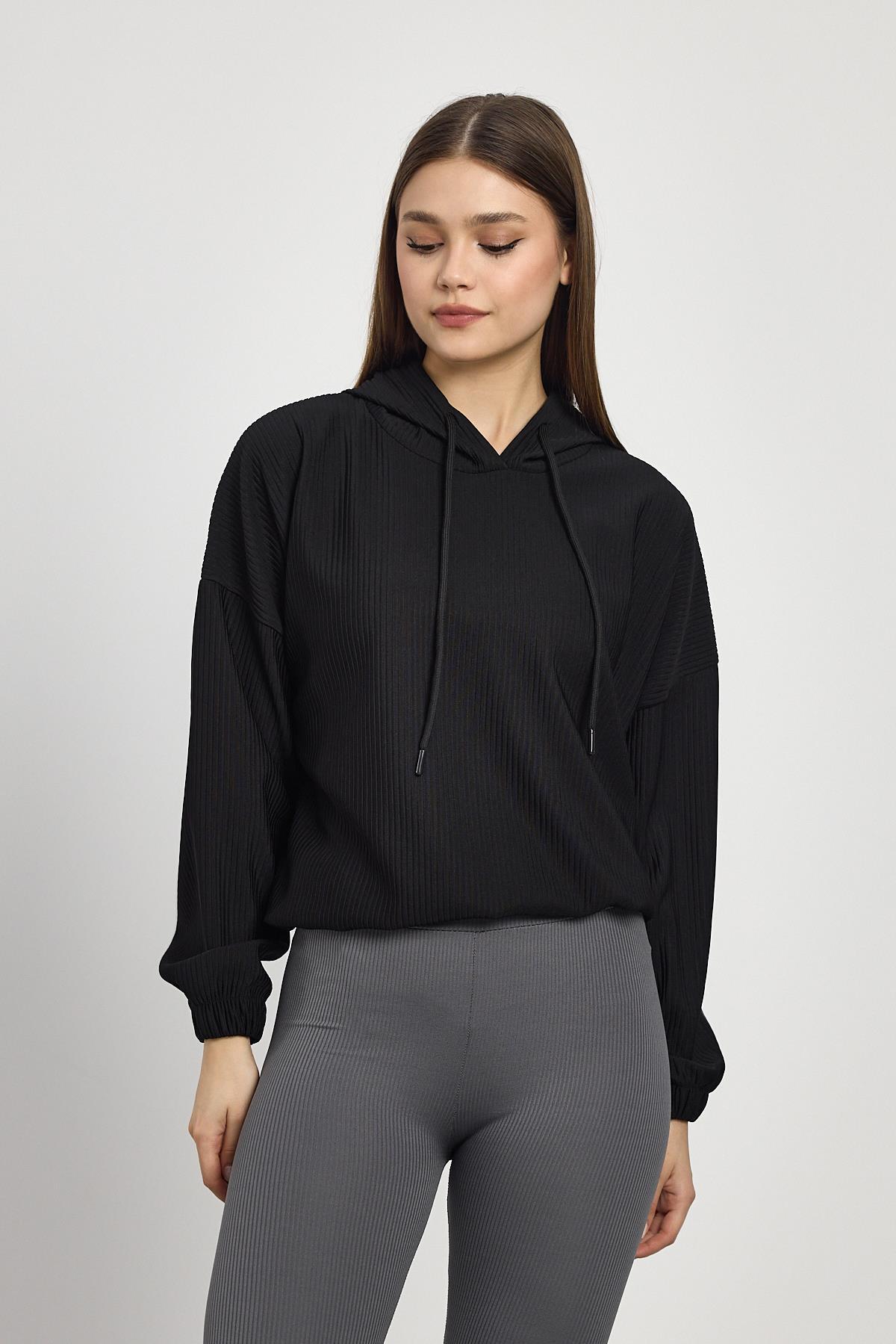 Bel Bağcık Detay Sweat 1054 Siyah - 8