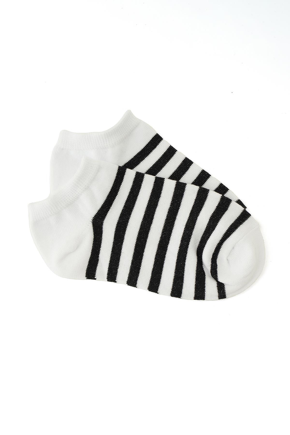 Çizgili-Siyah Çizgili 3'lü Çorap 1055 - 4