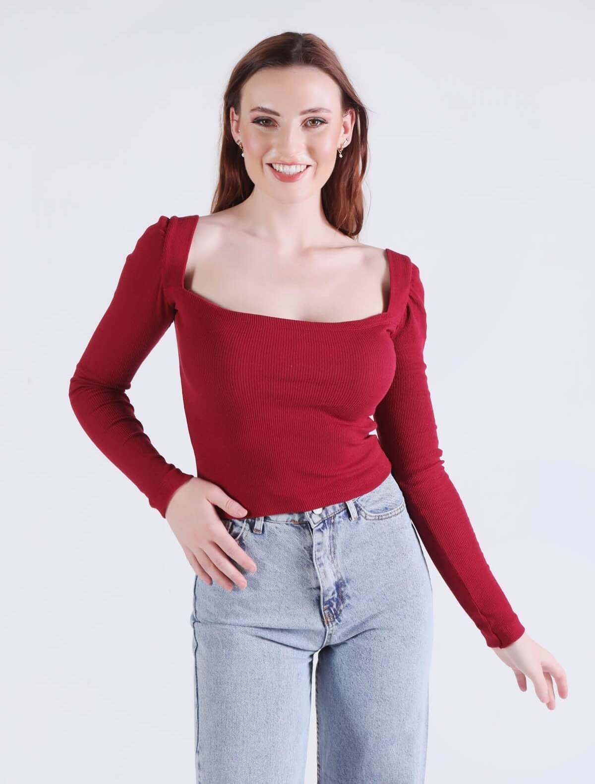 1054 Karpuz Kol Bluz Bordo - 1