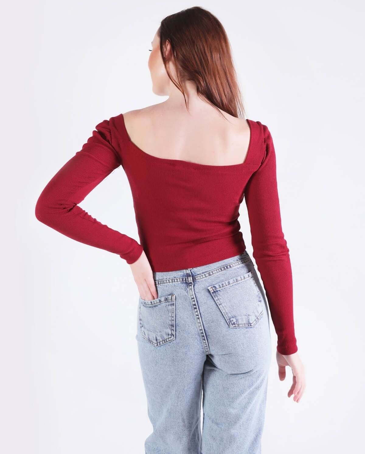 1054 Karpuz Kol Bluz Bordo - 2