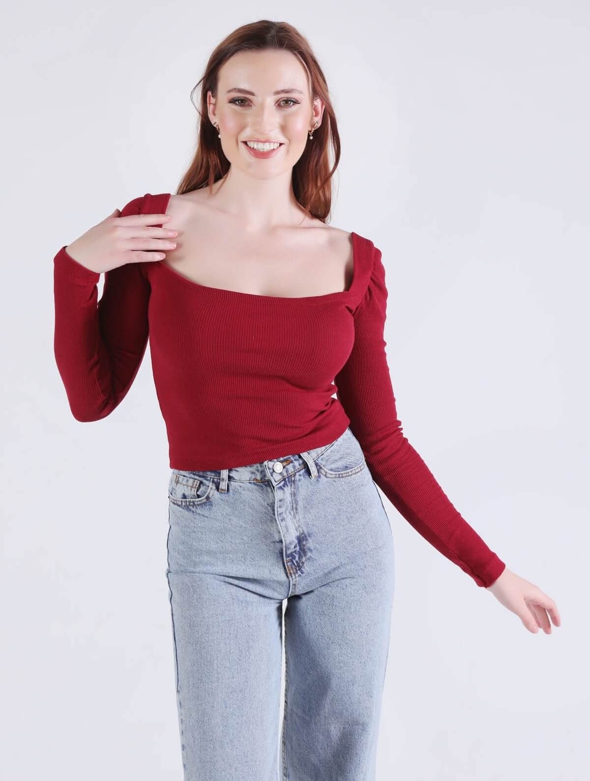 1054 Karpuz Kol Bluz Bordo - 3