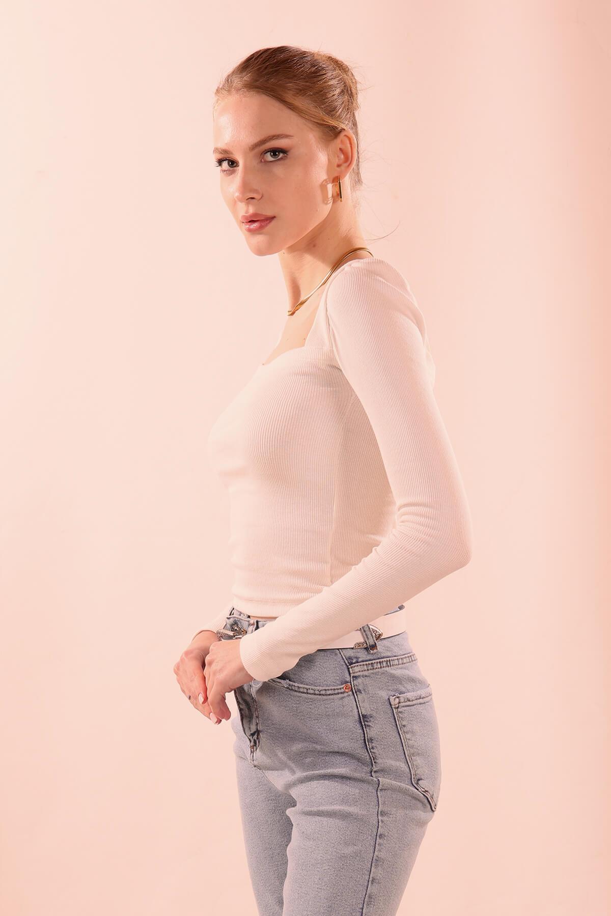 Ekru Karpuz Kol Bluz 1054 - 1