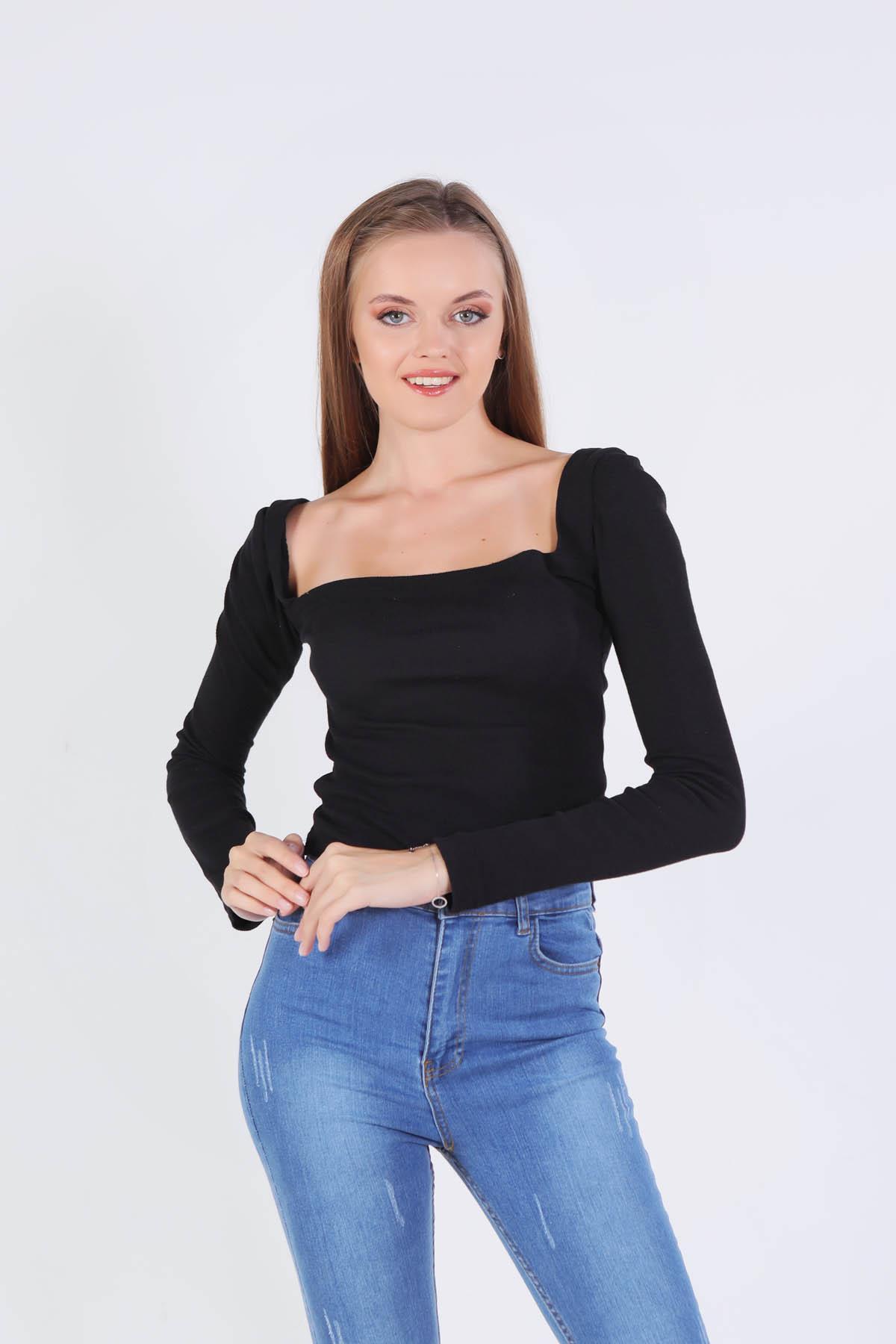 1054 Karpuz Kol Bluz Siyah - 1