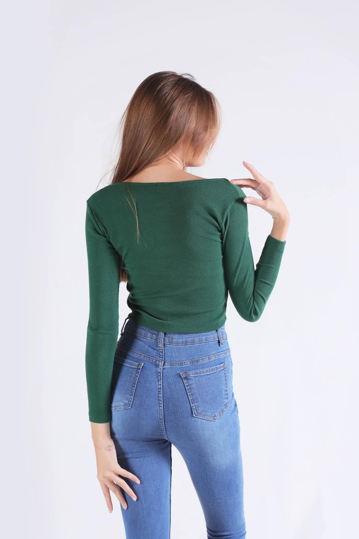 Zümrüt Yaka Fermuarlı Bluz 1057 - 3