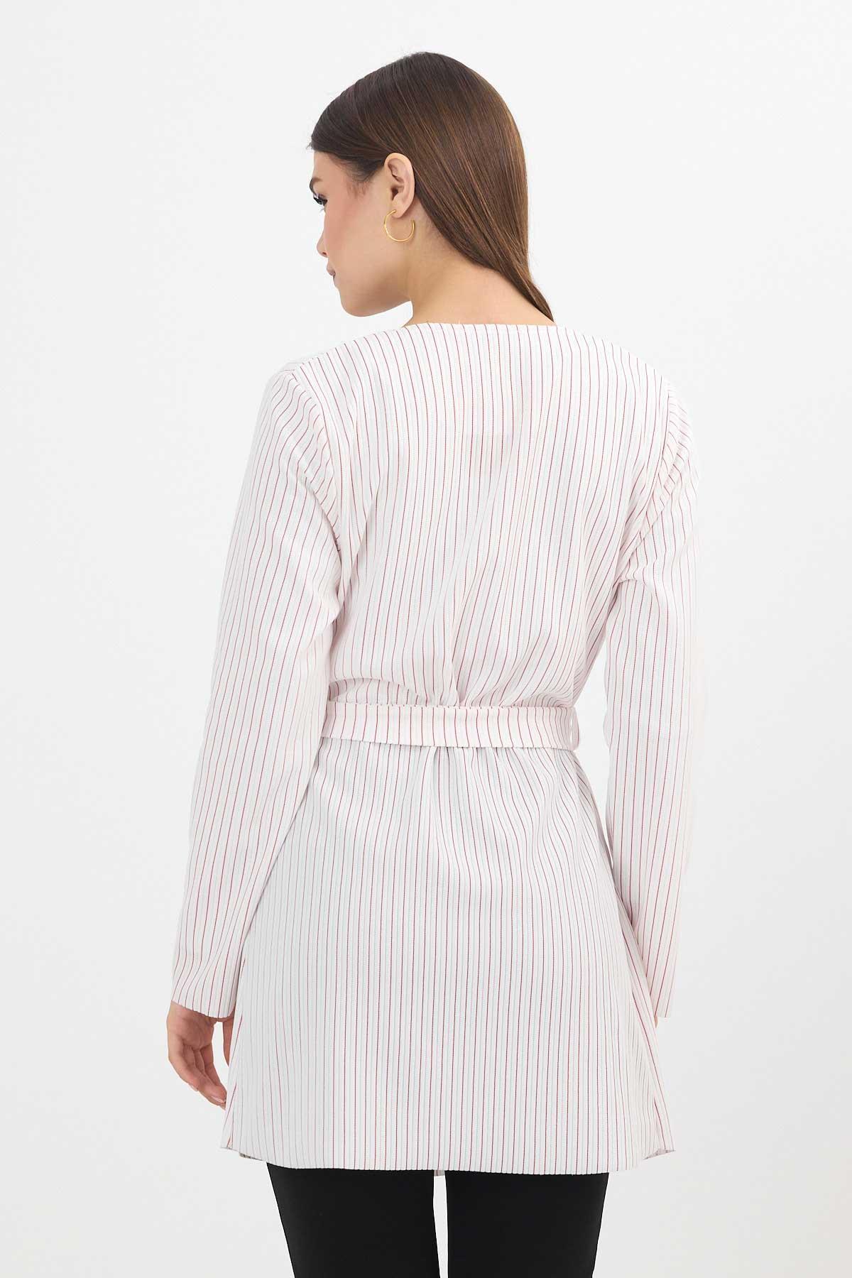 Kırmızı Çizgili Cepli Uzun Hırka 1059 - 6