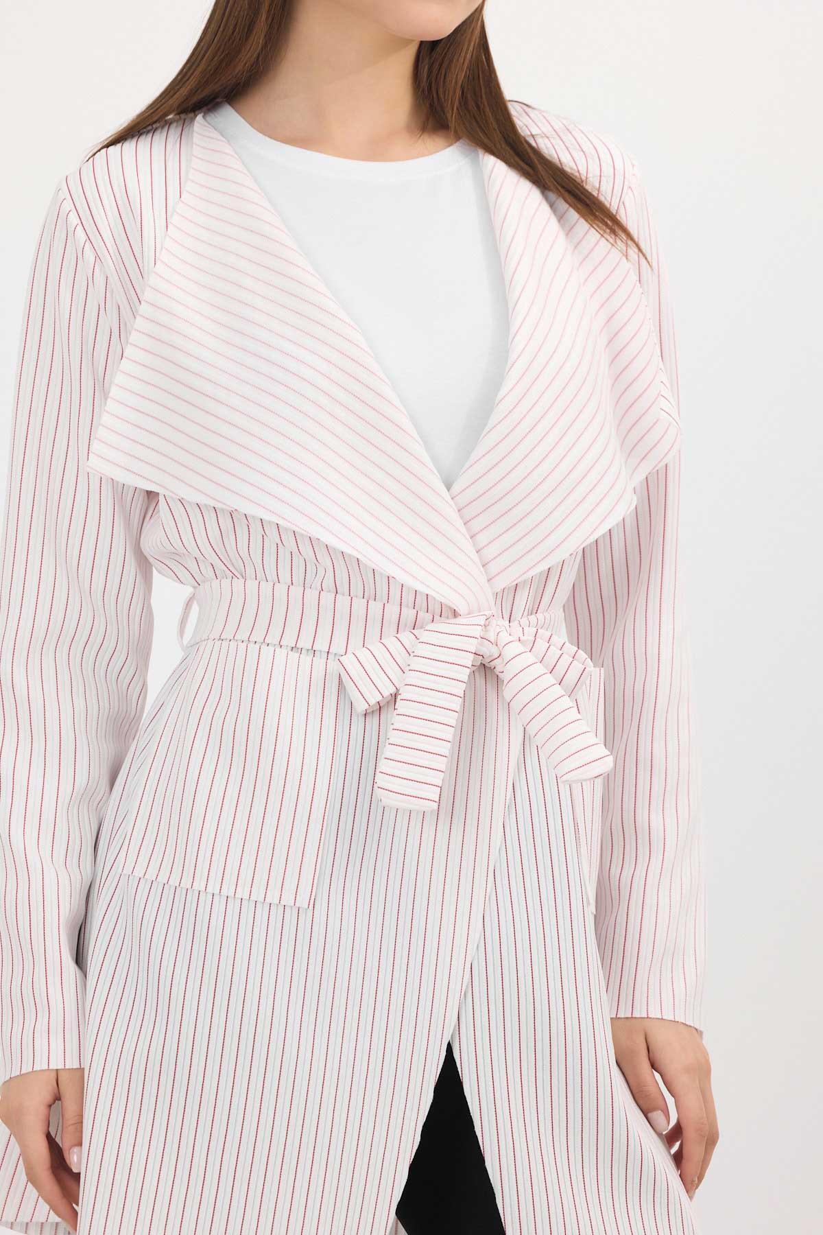 Kırmızı Çizgili Cepli Uzun Hırka 1059 - 7