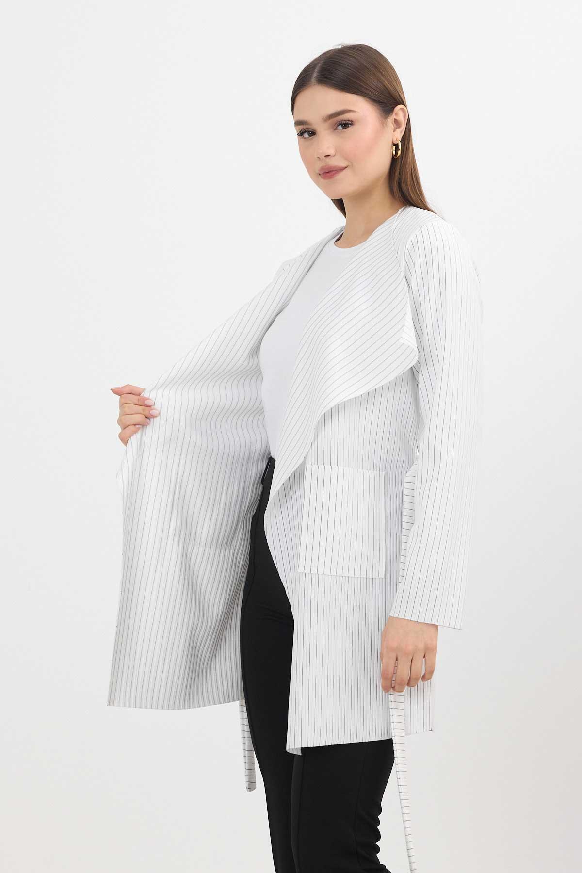 Çizgili Cepli Uzun Hırka 1059 Siyah - RAYS