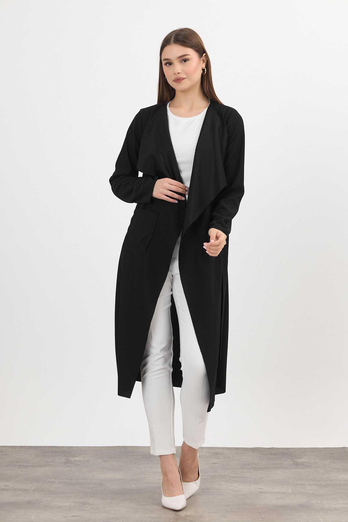 Siyah Cepli Uzun Hırka 1060M 