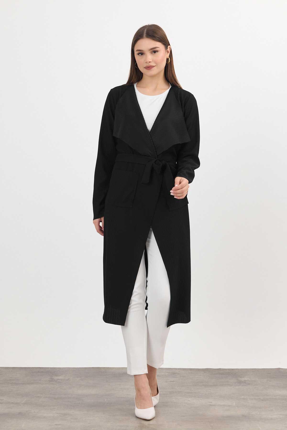 Siyah Cepli Uzun Hırka 1060M - 2