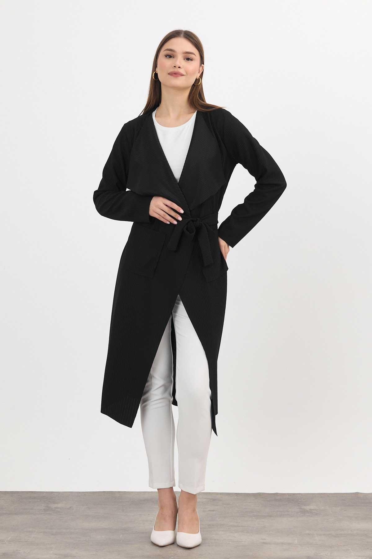 Siyah Cepli Uzun Hırka 1060M - 3