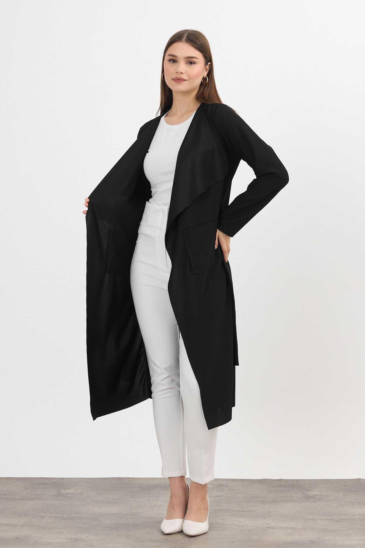 Siyah Cepli Uzun Hırka 1060M - 4