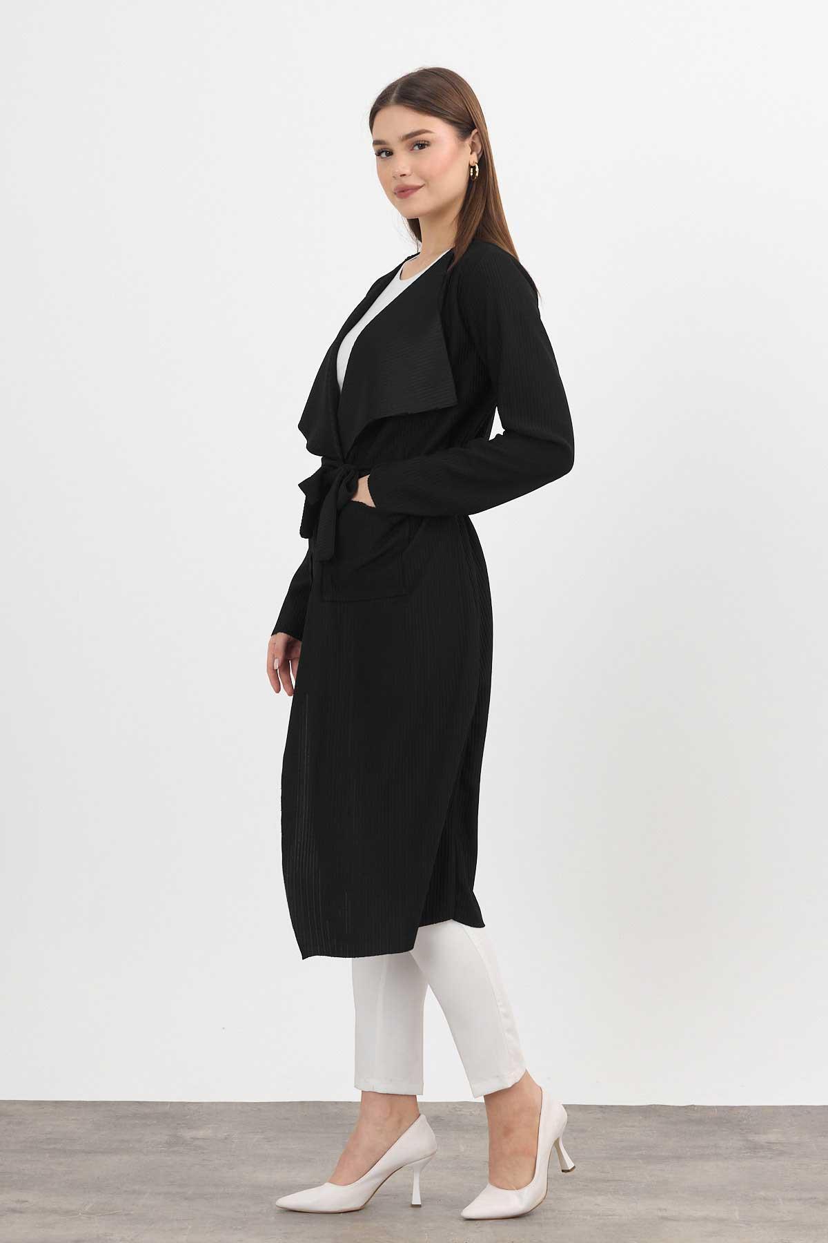 Siyah Cepli Uzun Hırka 1060M - 7