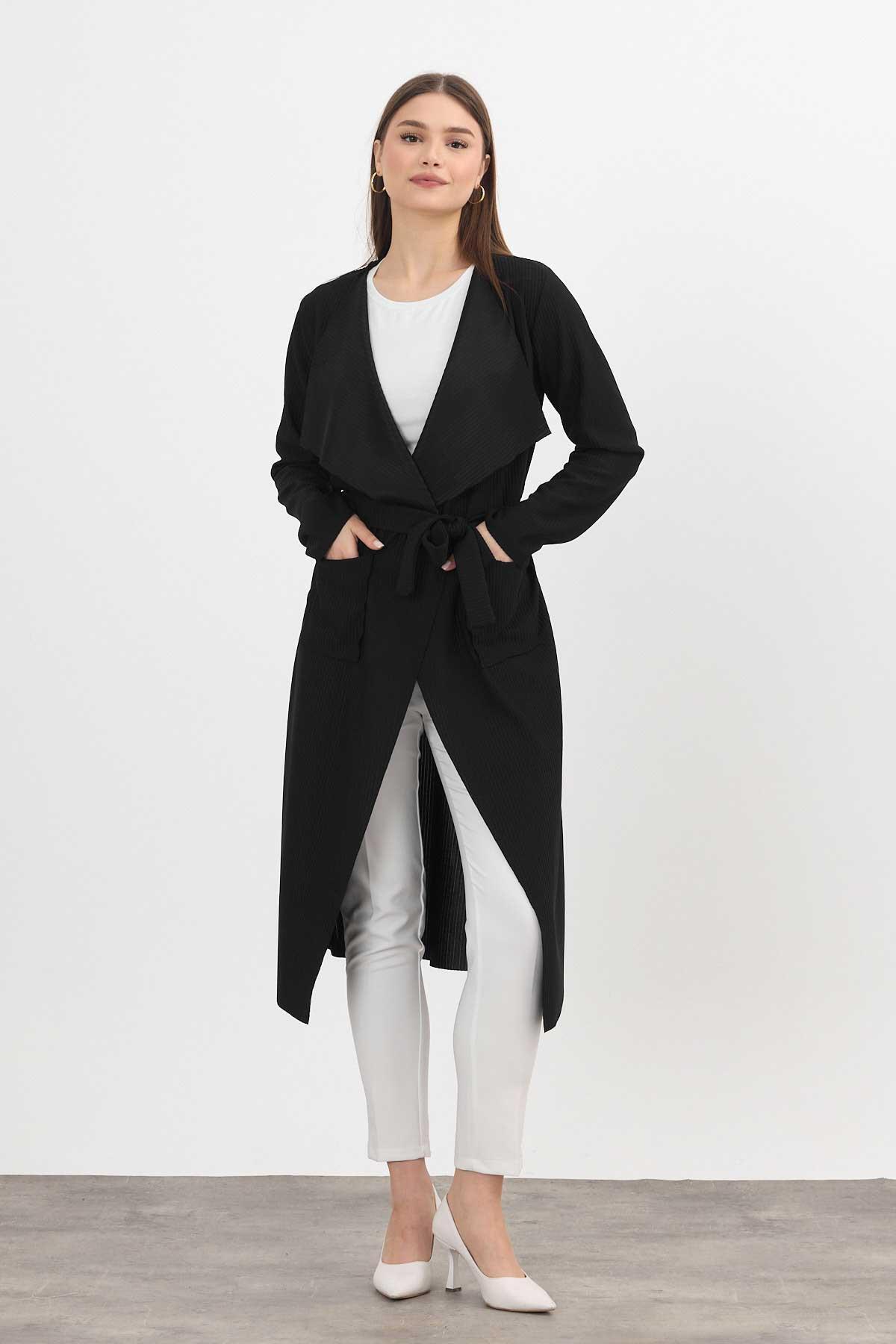 Siyah Cepli Uzun Hırka 1060M - 8