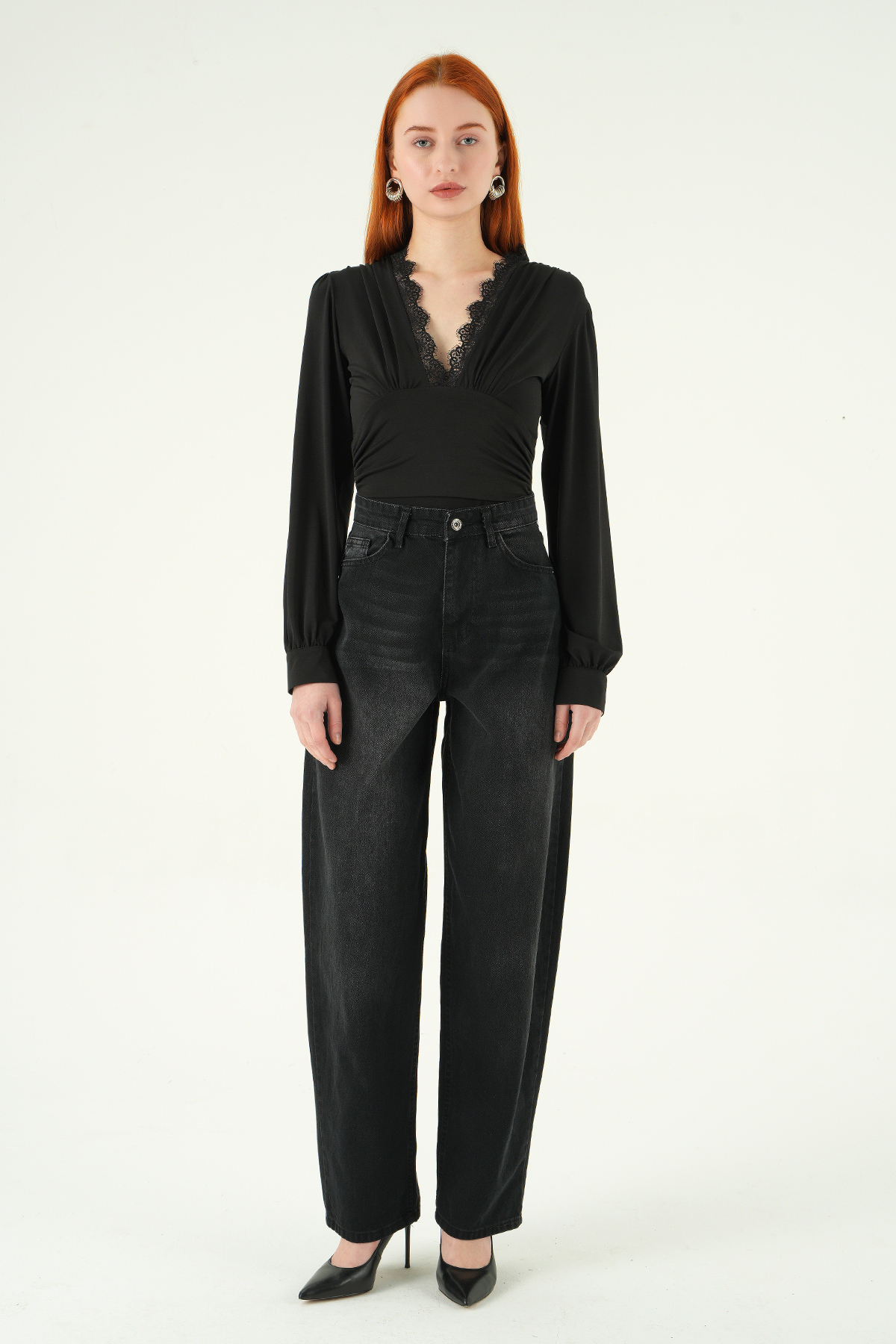 Yüksek Bel Baggy Jean 1061 Siyah - RAYS