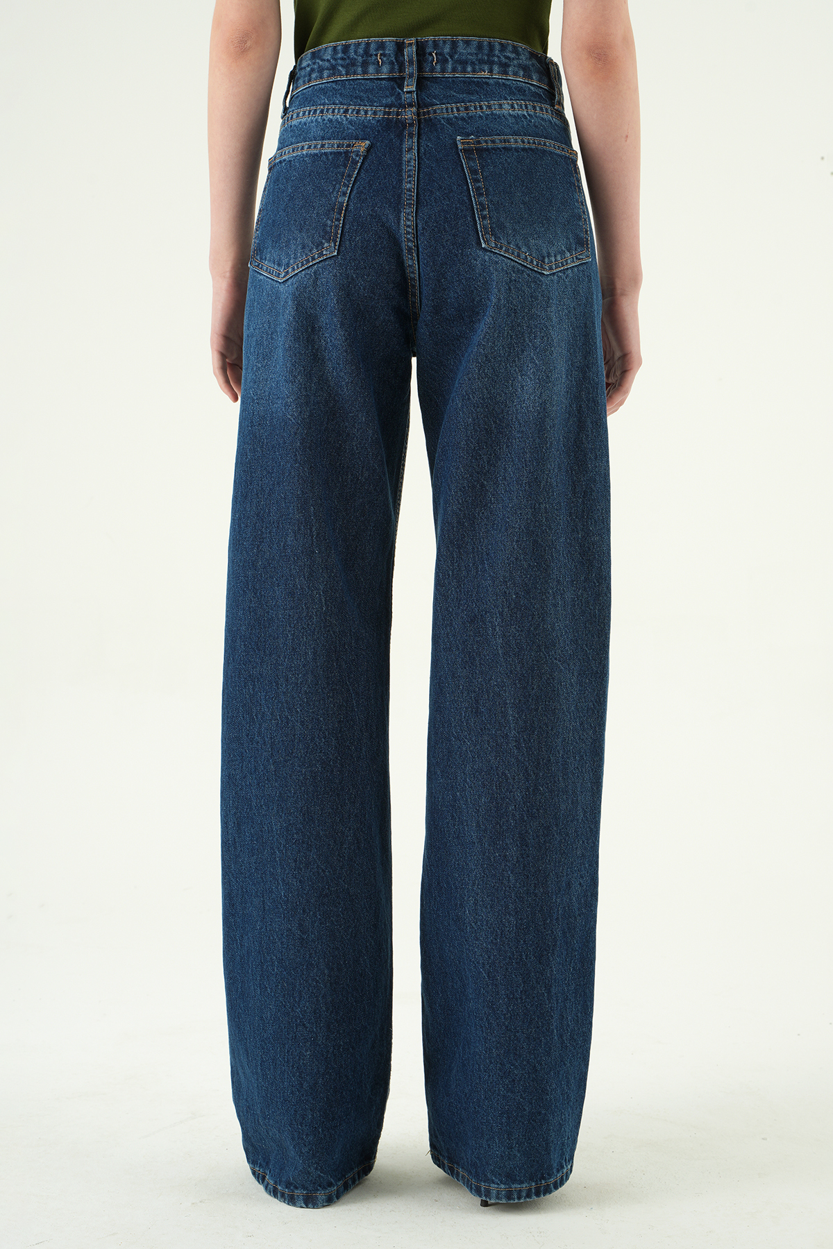 1062 Likralı Bol Paça Pantolon Ara Mavi - 5