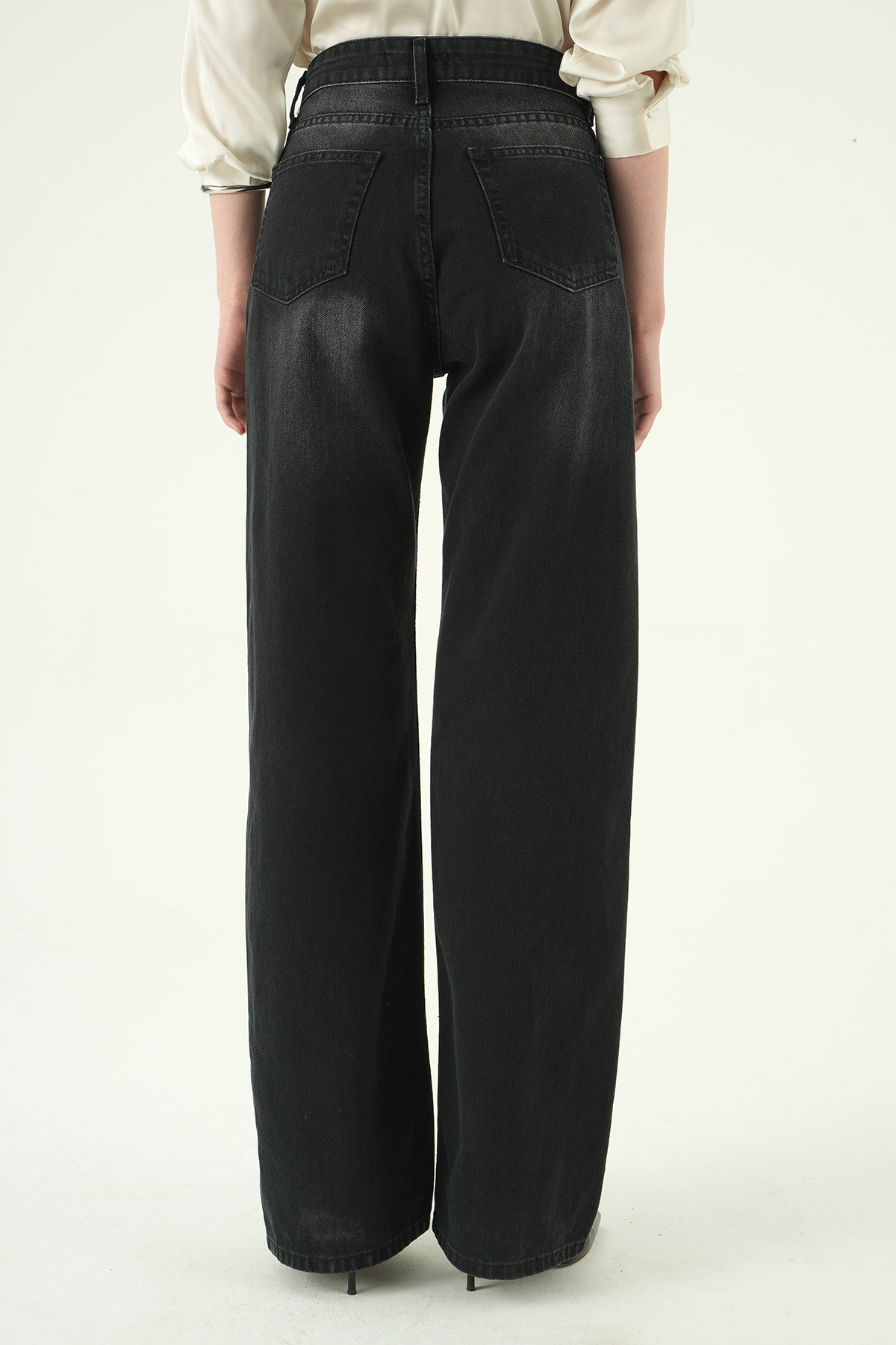 1062 Likralı Bol Paça Pantolon Siyah - 5