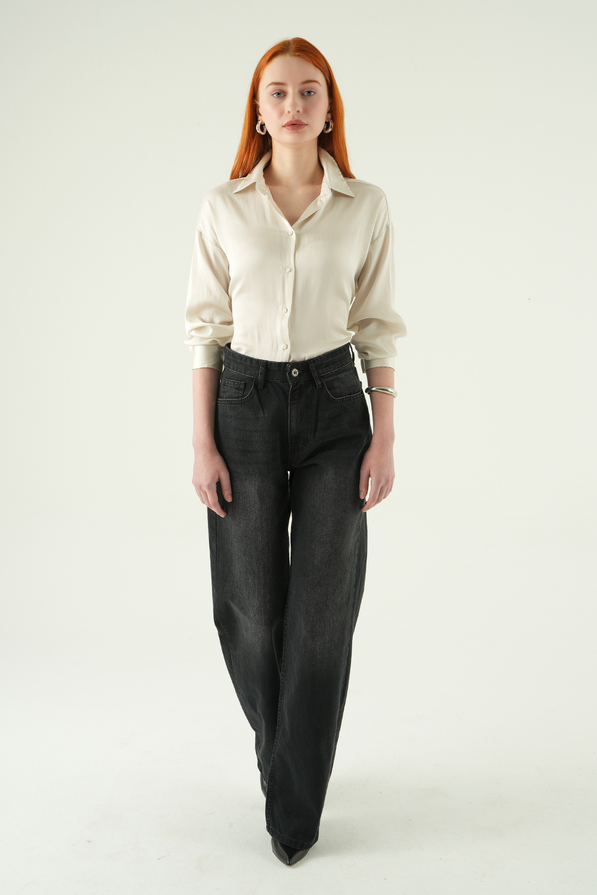 1062 Likralı Bol Paça Pantolon Siyah - 6