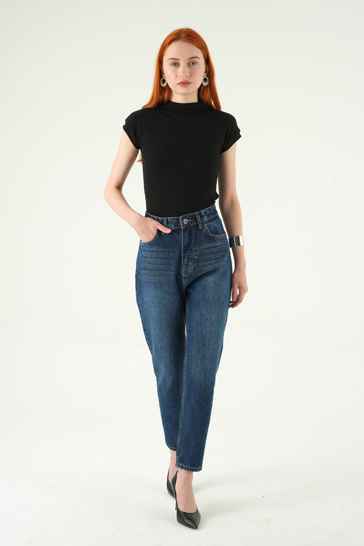 Ara Mavi Yüksek Bel Mom Jean 1063 - RAYS